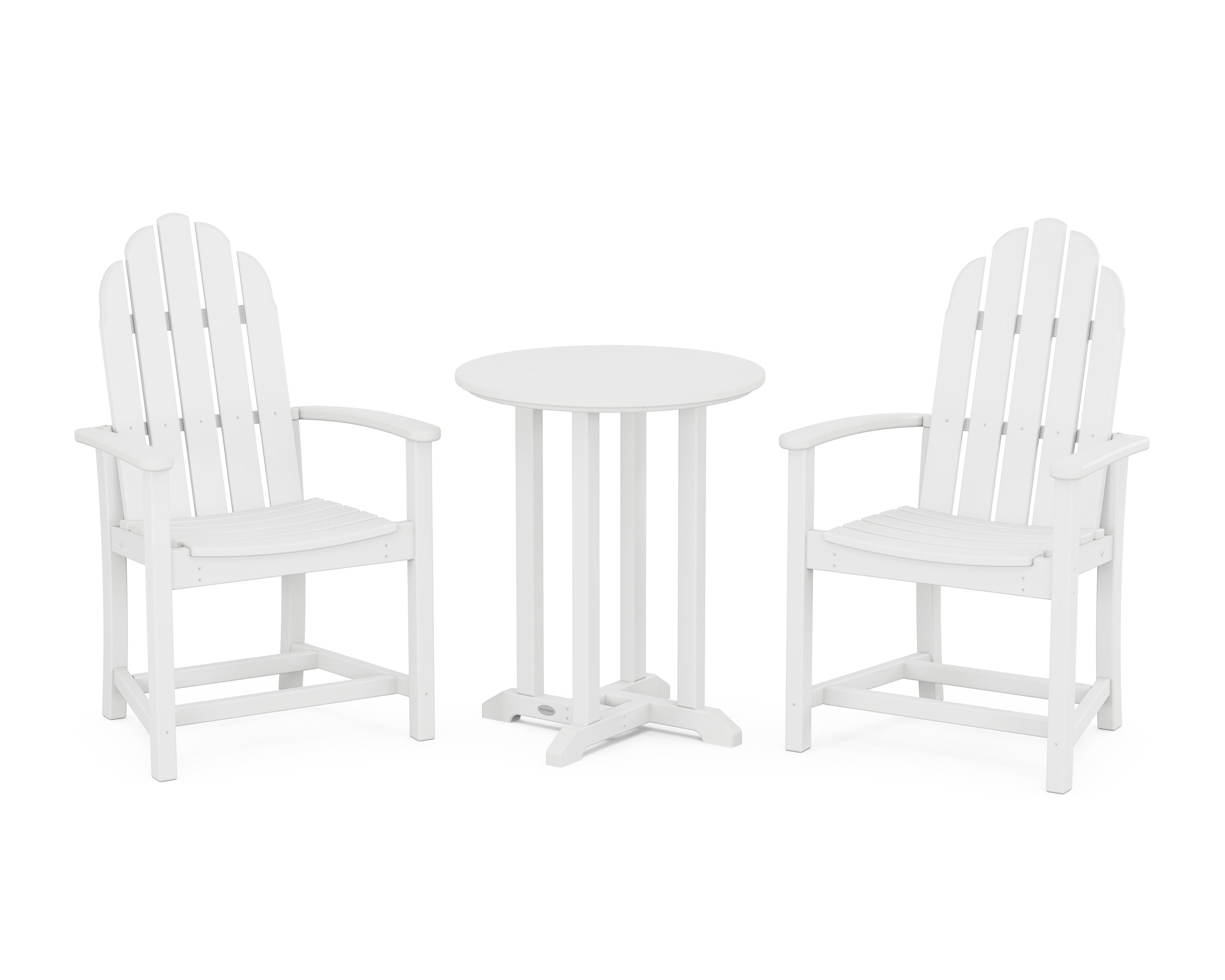 Classic Adirondack 3-Piece Round Bistro Dining Set in White