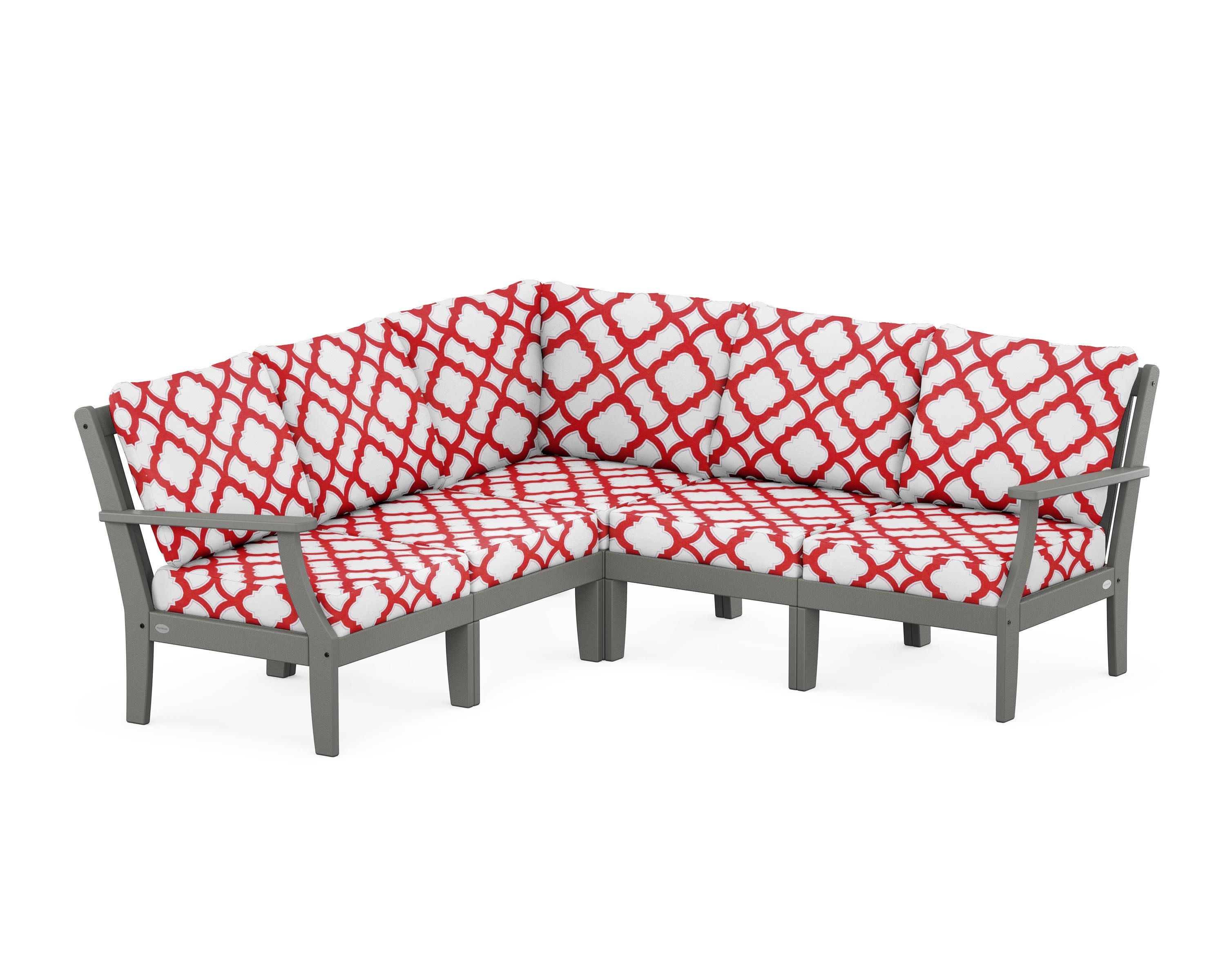 Braxton Modular 5-Piece Deep Seating Set in Slate Grey / Trellis Crimson