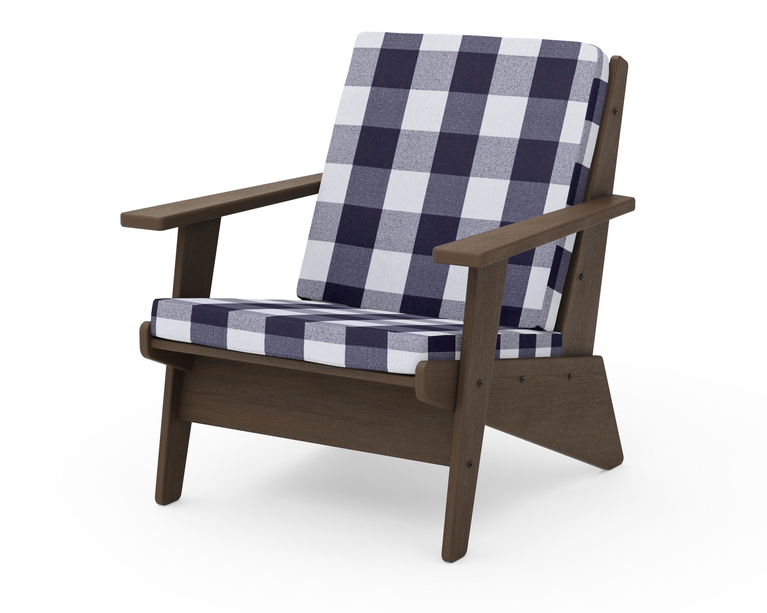 Riviera Modern Lounge Chair in Kona / Buffalo Plaid Navy