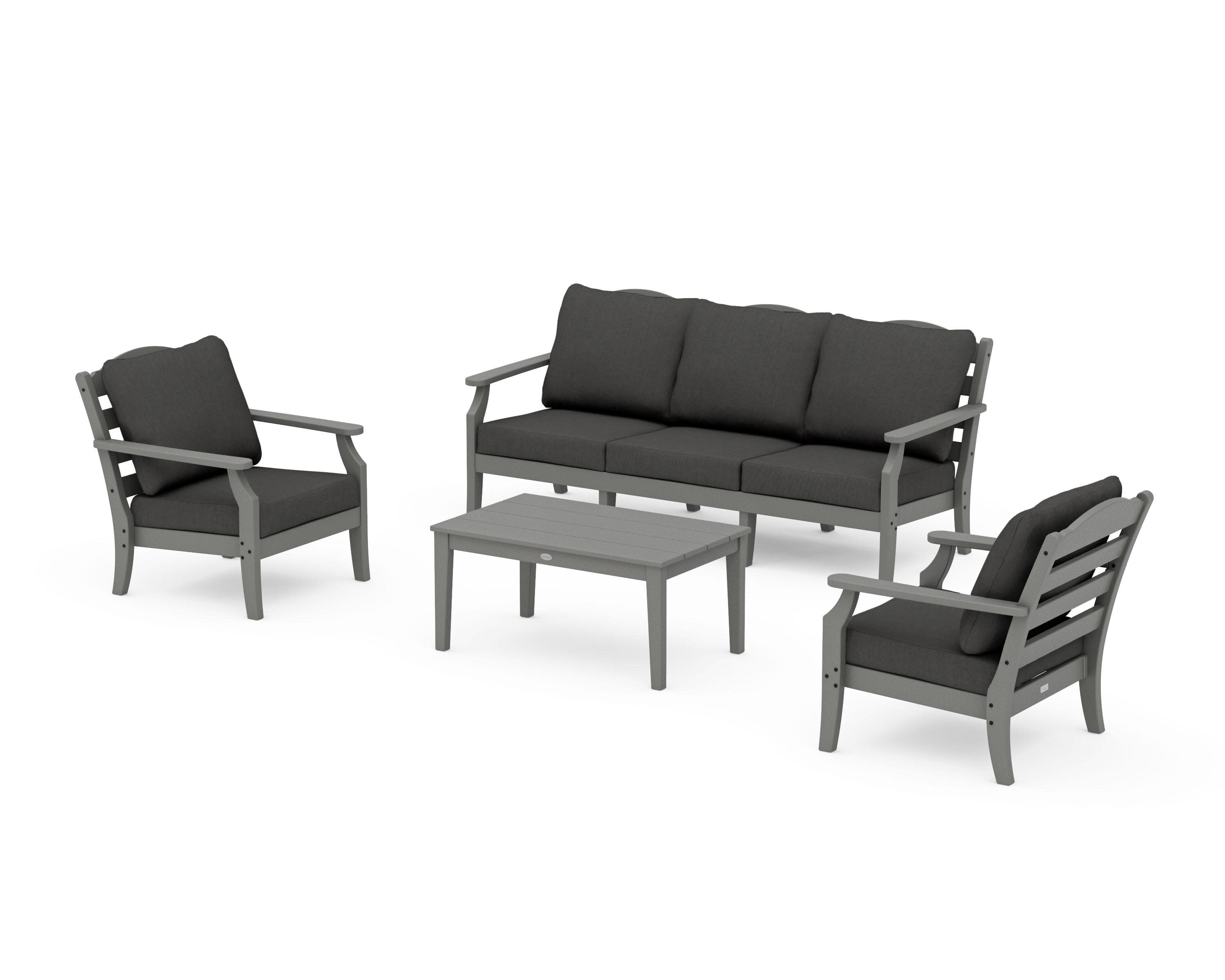 Savannah 4-Piece Deep Seating Set with Sofa in Slate Grey / Spectrum Carbon