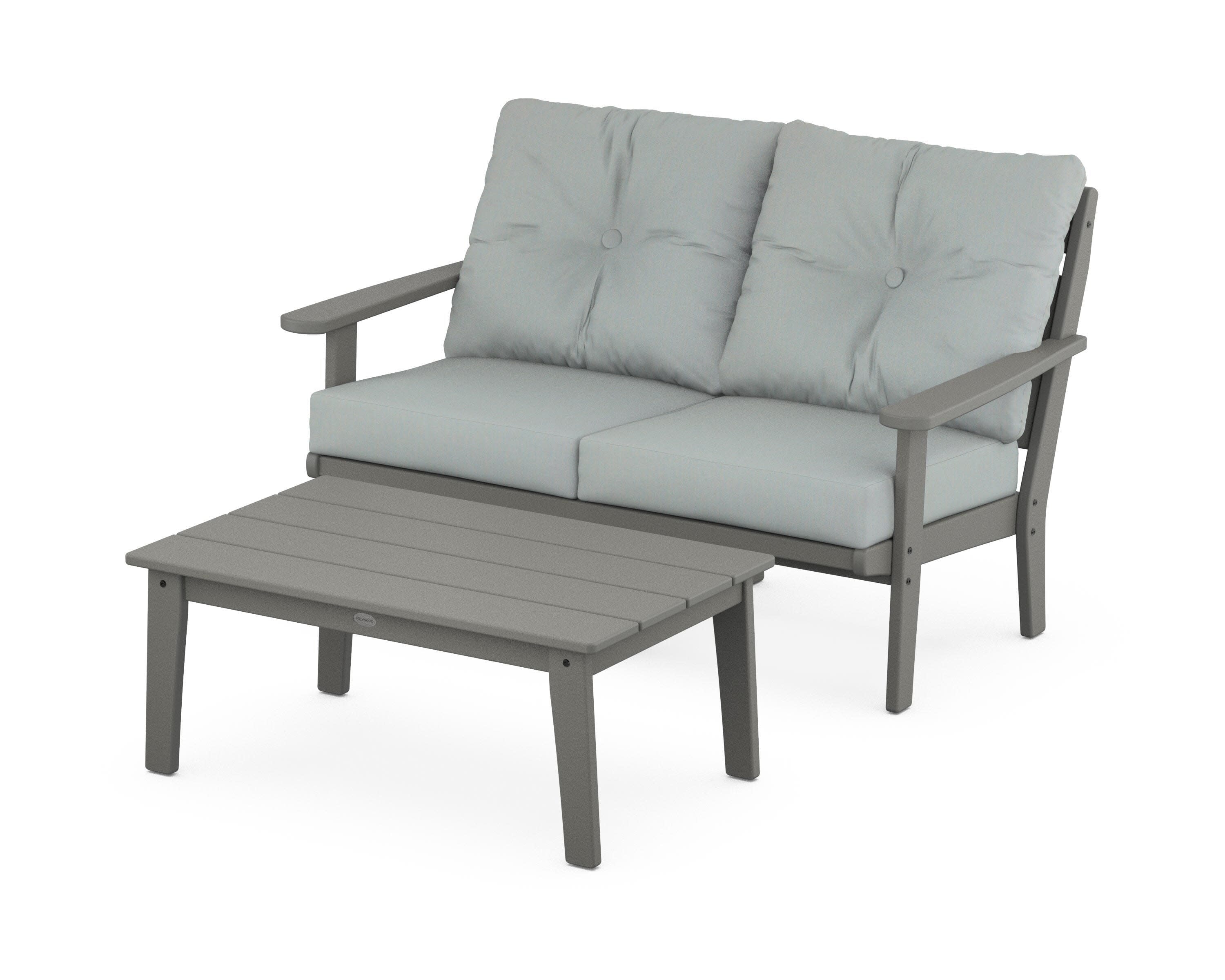 Lakeside 2-Piece Lounge Loveseat Set in Slate Grey / Spa