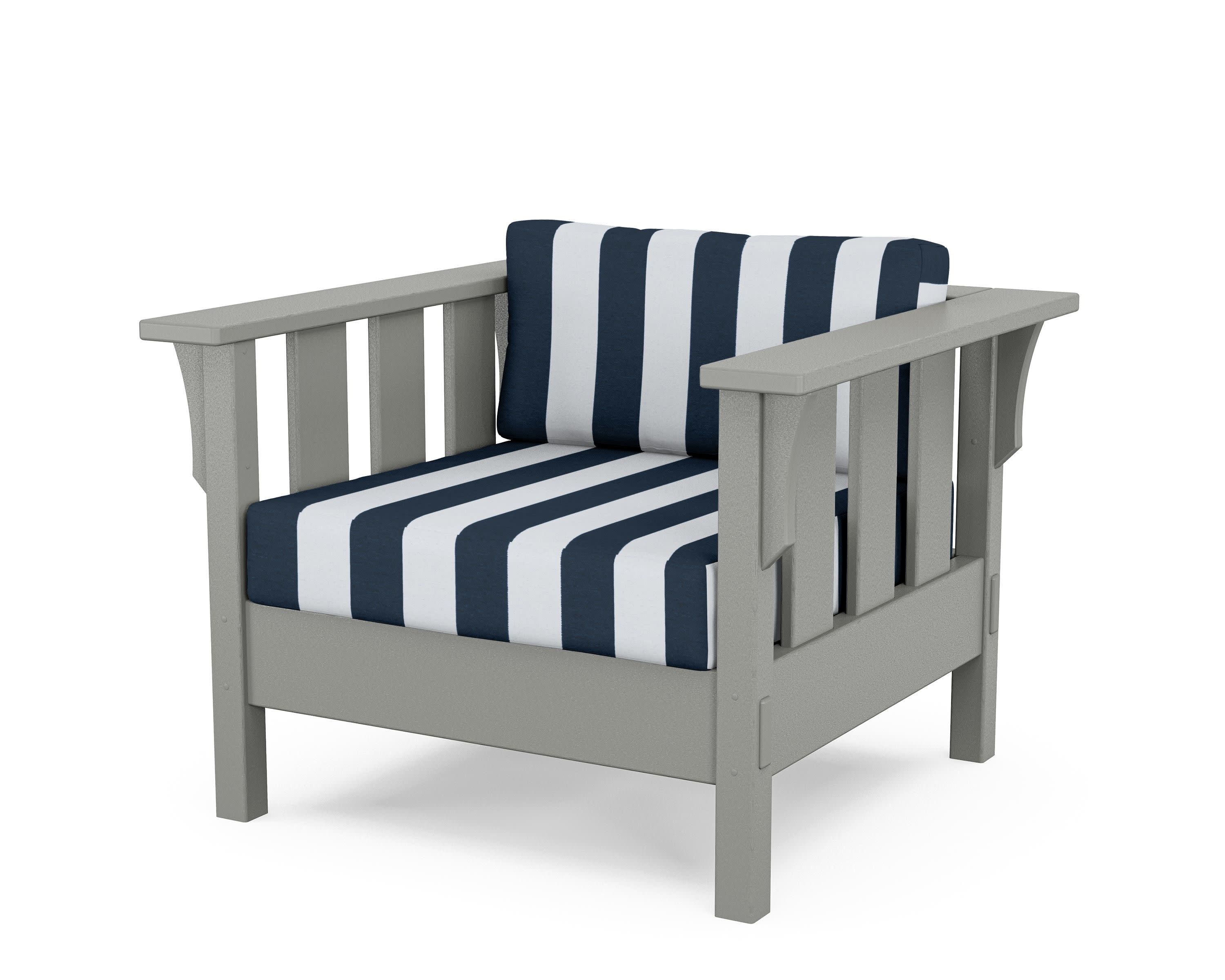 Acadia Deep Seating Chair in Slate Grey / Cabana Stripe Marine Indigo