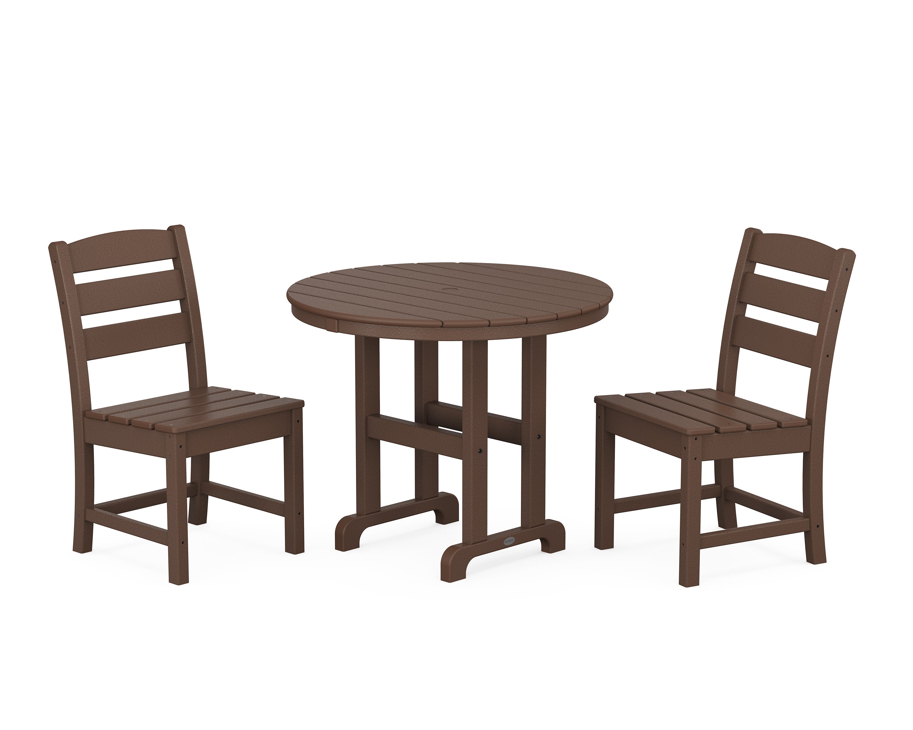 Lakeside Side Chair 3-Piece Round Dining Set in Mahogany