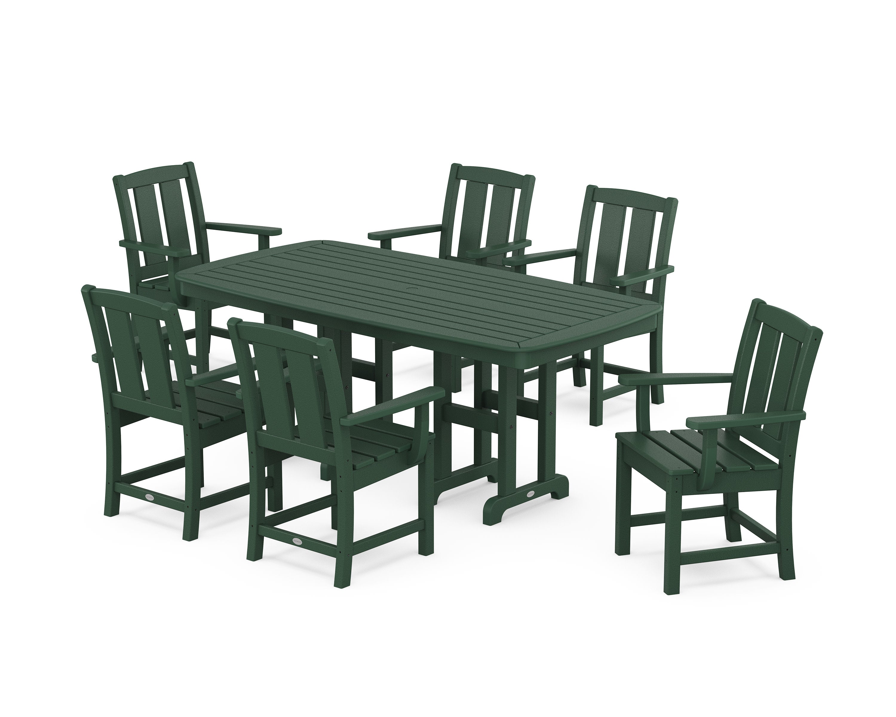 Mission Arm Chair 7-Piece Dining Set in Green