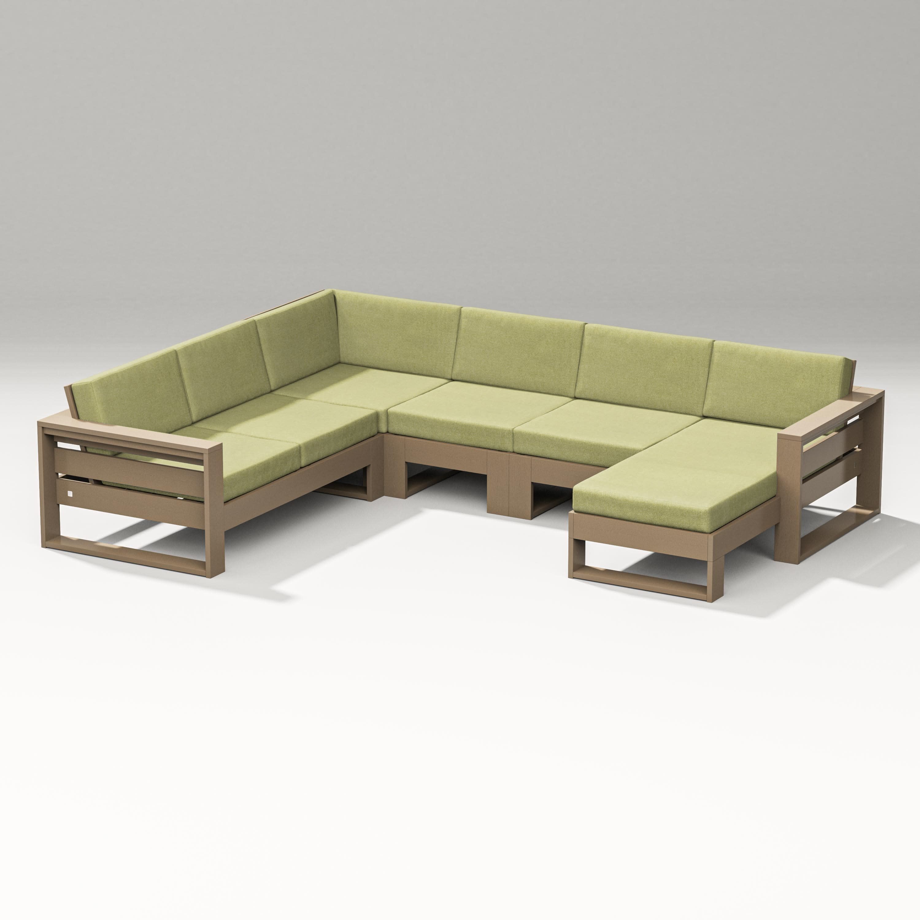 Latitude Corner Sectional with Right Chaise in Vintage Sahara / Chartreuse Boucle