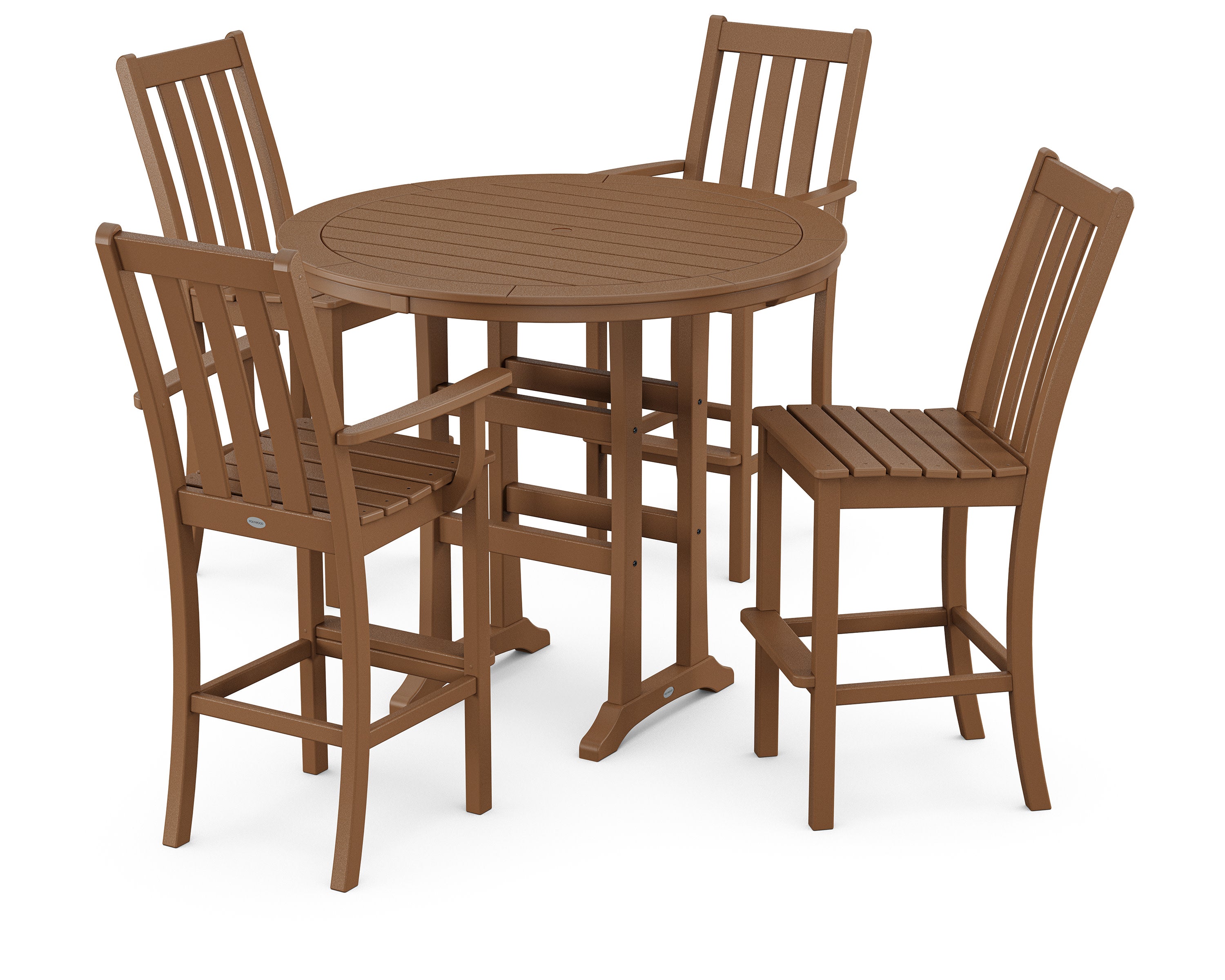 Vineyard 5-Piece Nautical Trestle Bar Set in Teak