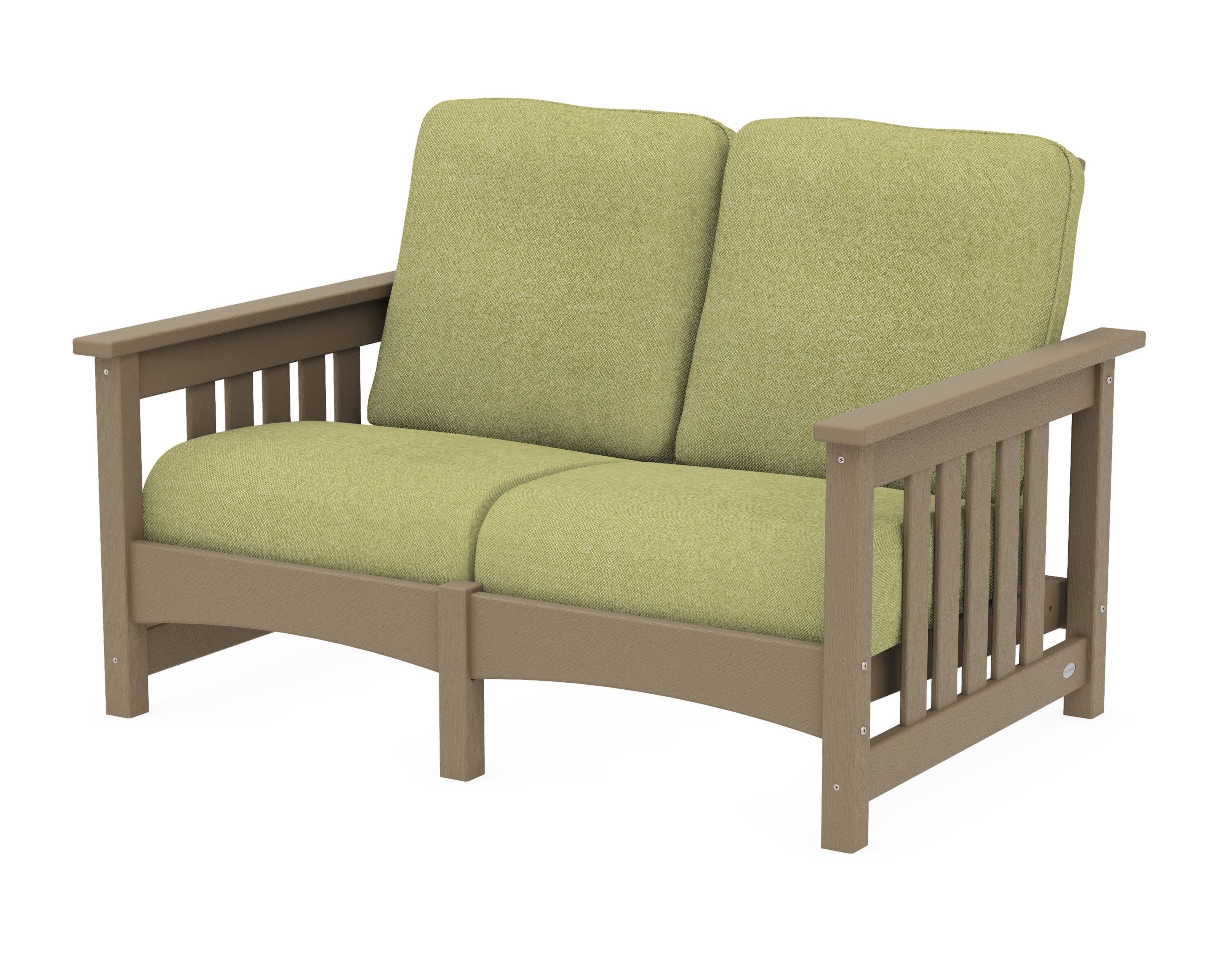 Club Mission Loveseat in Vintage Sahara / Chartreuse Boucle