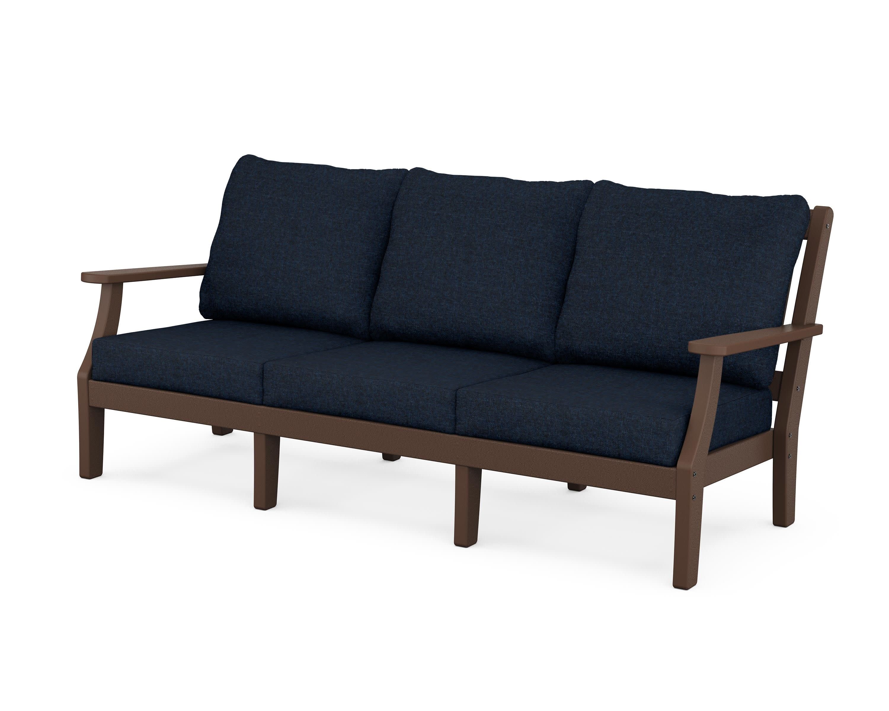 Chinoiserie Deep Seating Sofa in Mahogany / Marine Indigo