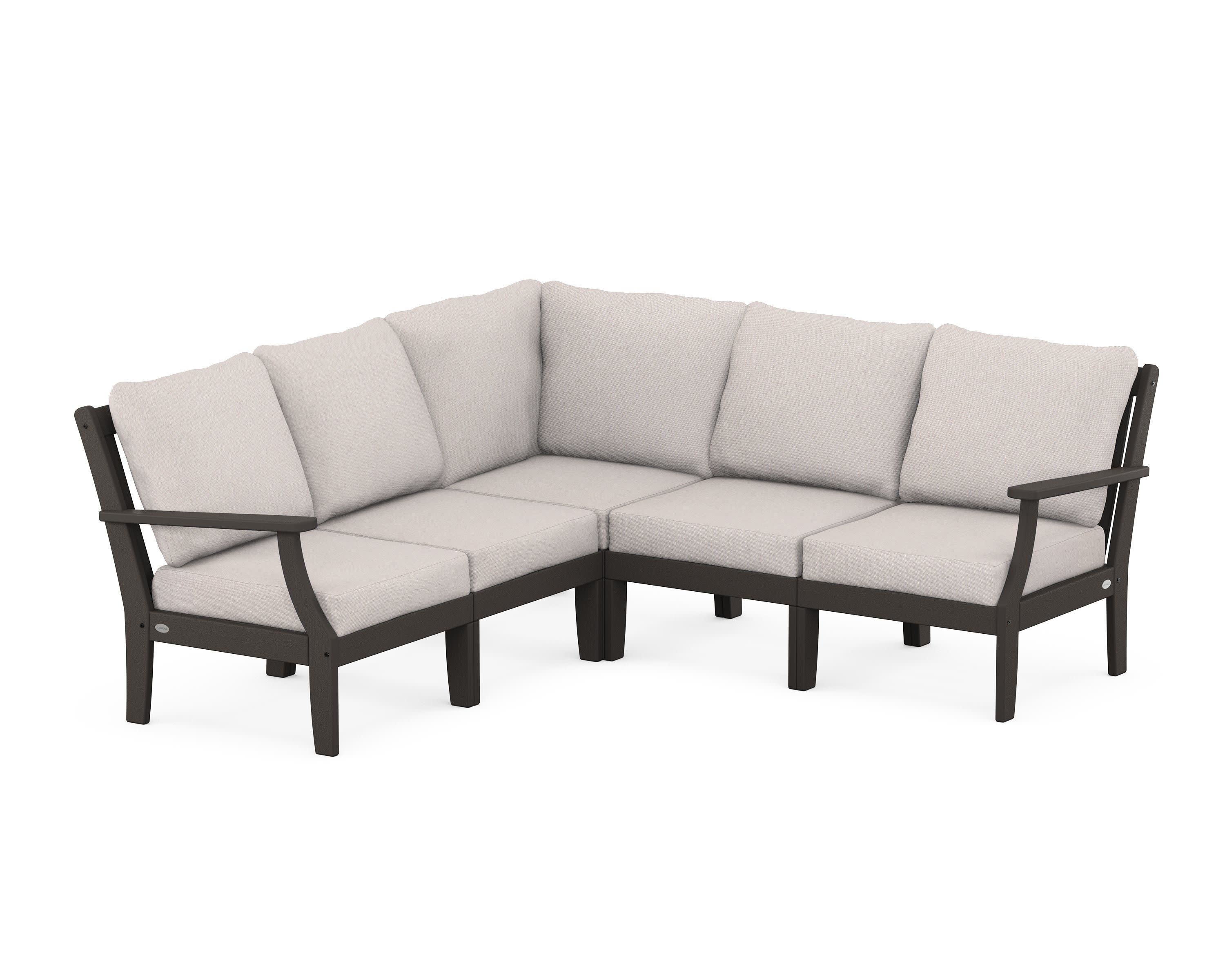 Braxton Modular 5-Piece Deep Seating Set in Vintage Coffee / Dune Burlap