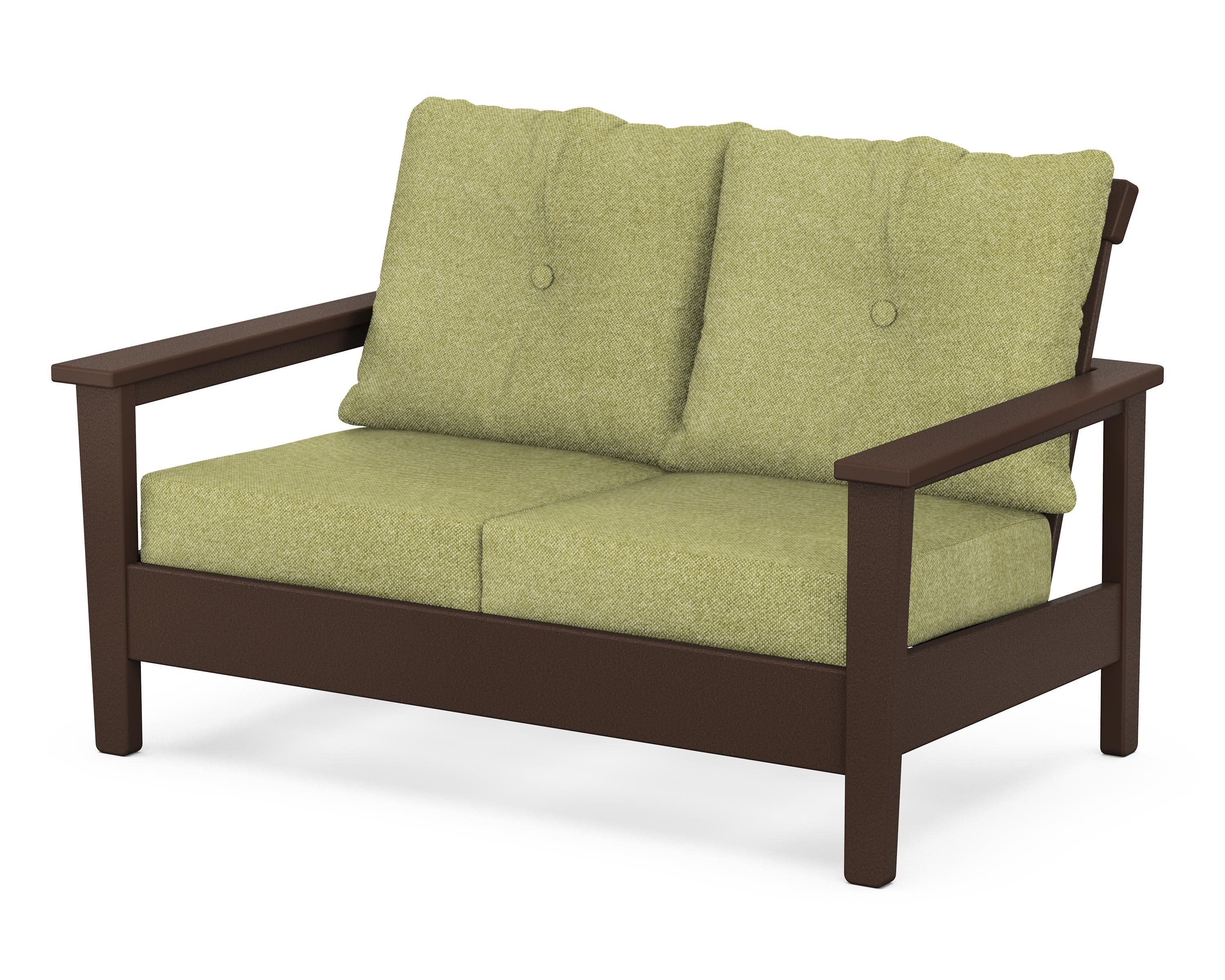Prescott Deep Seating Loveseat in Mahogany / Chartreuse Boucle