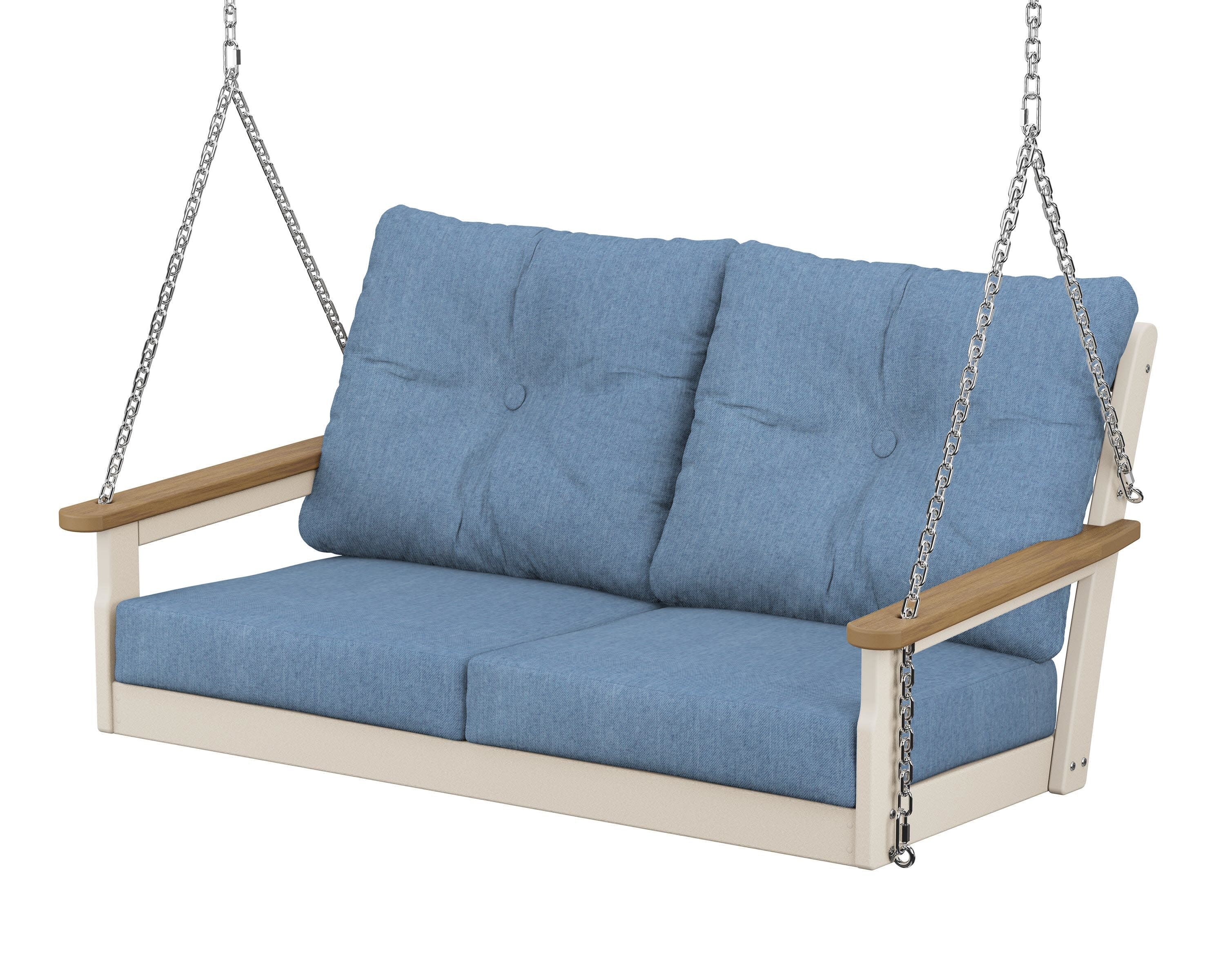 Vineyard Deep Seating Swing in Sand / Natural / Sky Blue