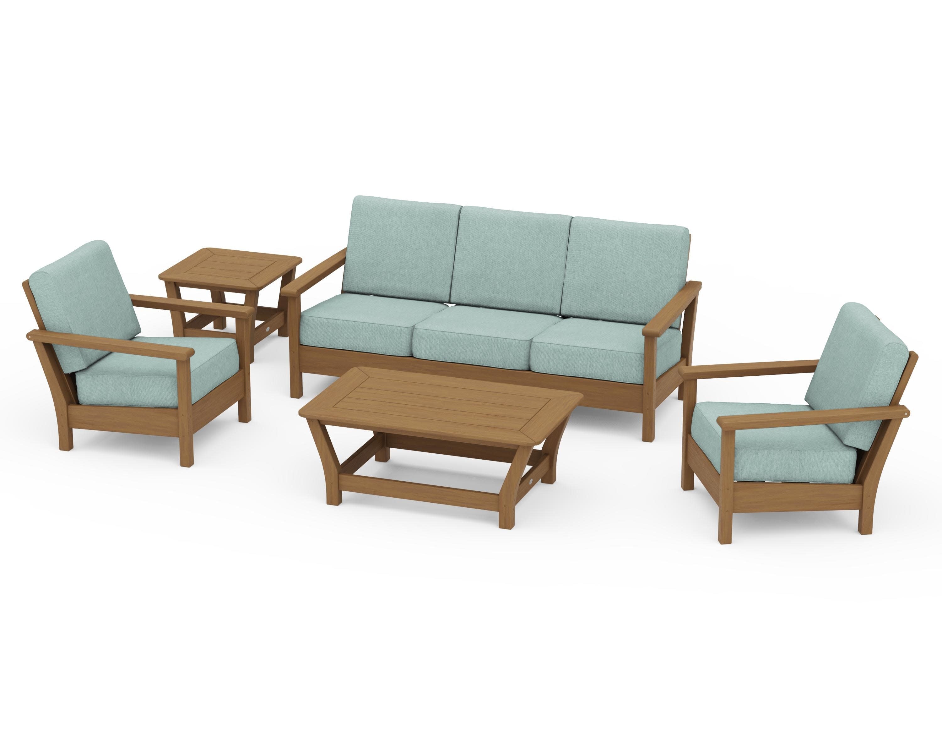 Harbour 5-Piece Deep Seating Set in Natural / Glacier Spa