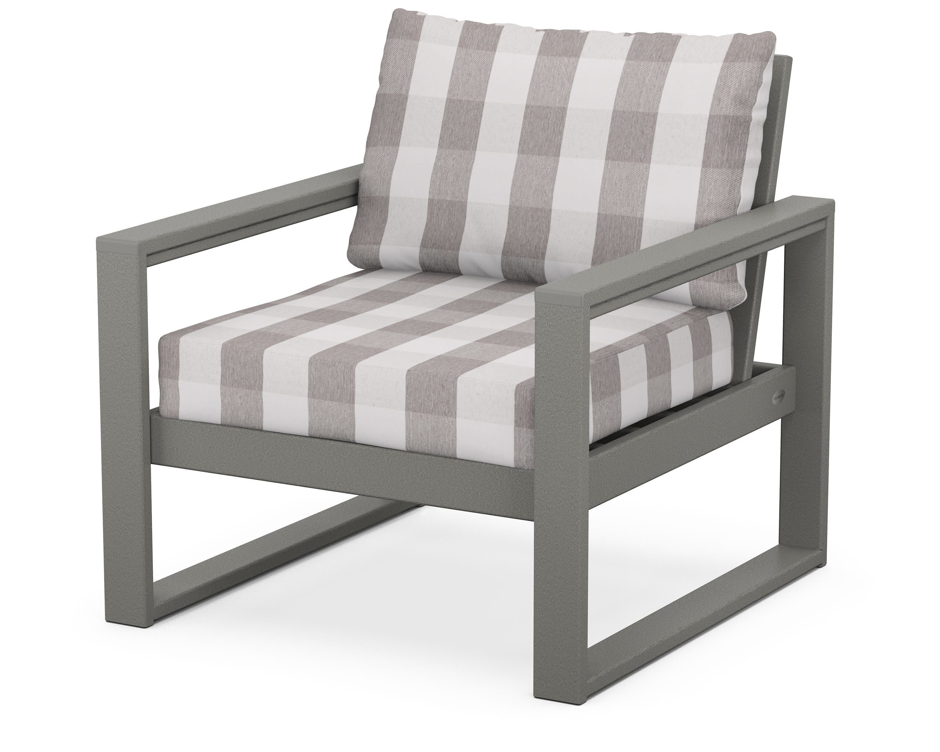 EDGE Club Chair in Slate Grey / Buffalo Plaid Grey Mist