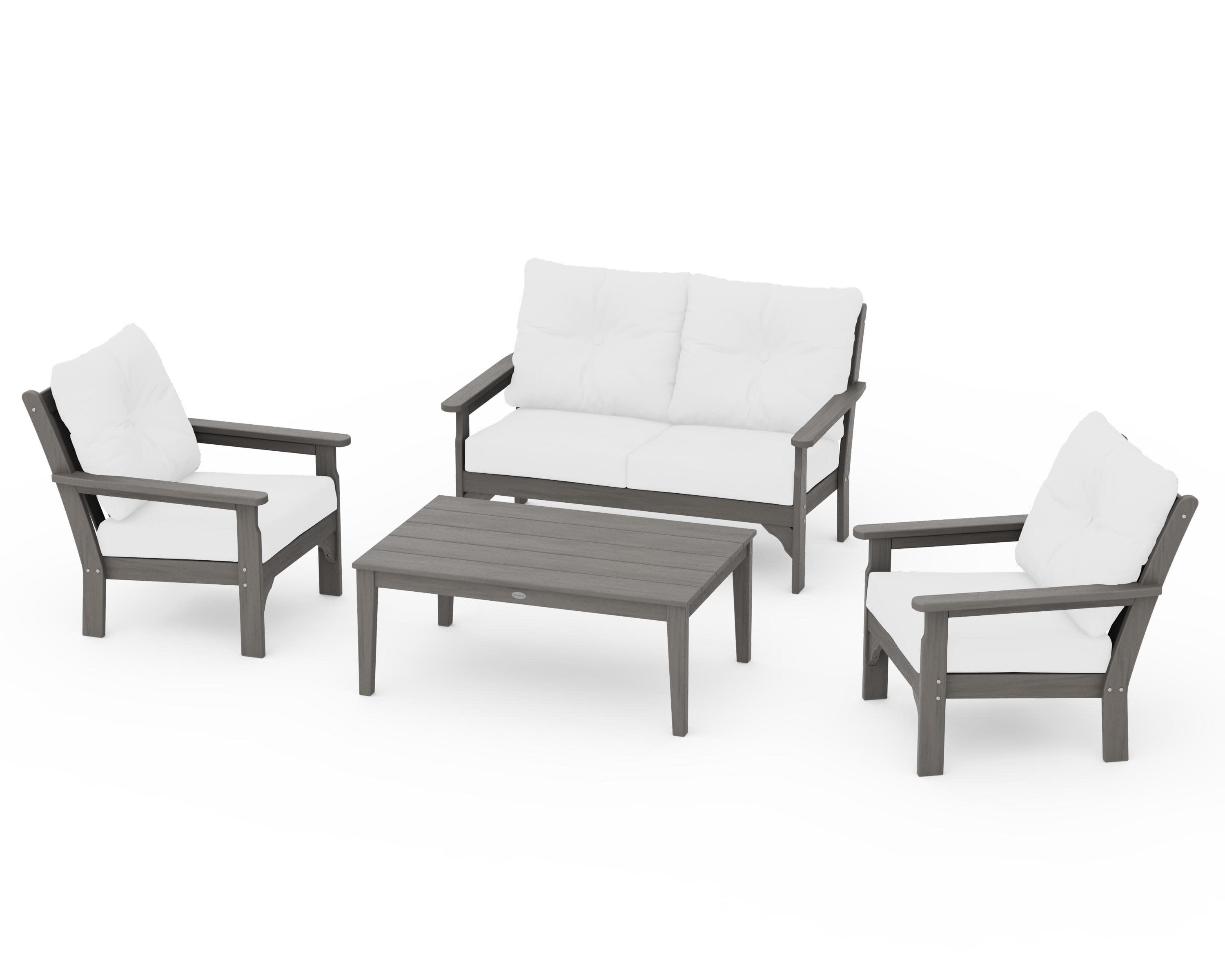 Vineyard 4-Piece Deep Seating Set in Driftwood / Natural