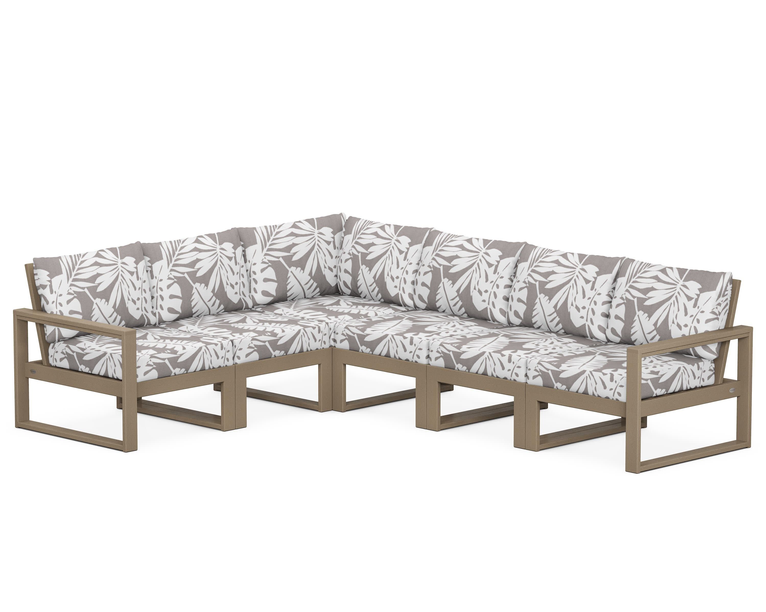 EDGE 6-Piece Modular Deep Seating Set in Vintage Sahara / Leaf Grey Mist
