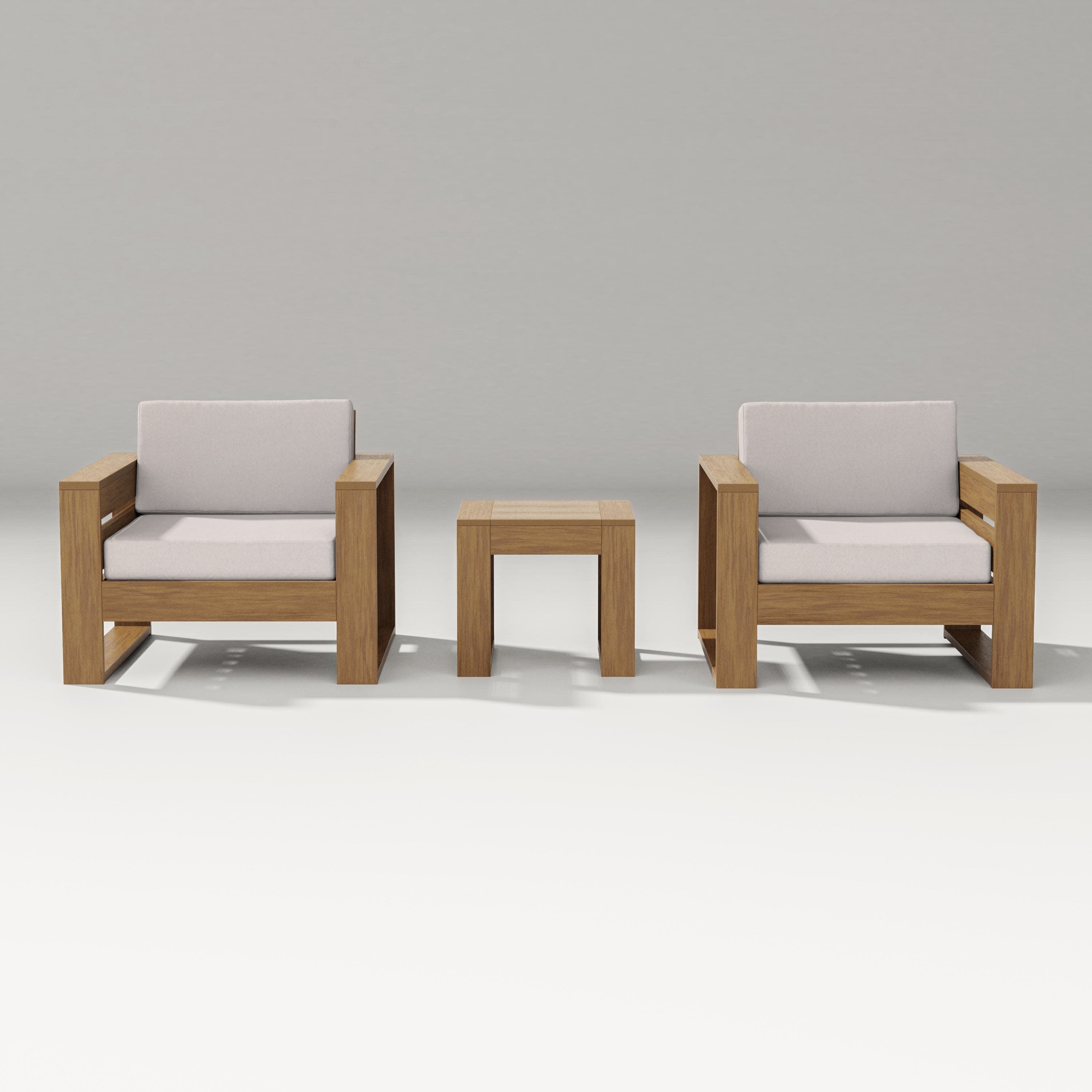 Latitude 3-Piece Lounge Chair Set in Natural / Dune Burlap