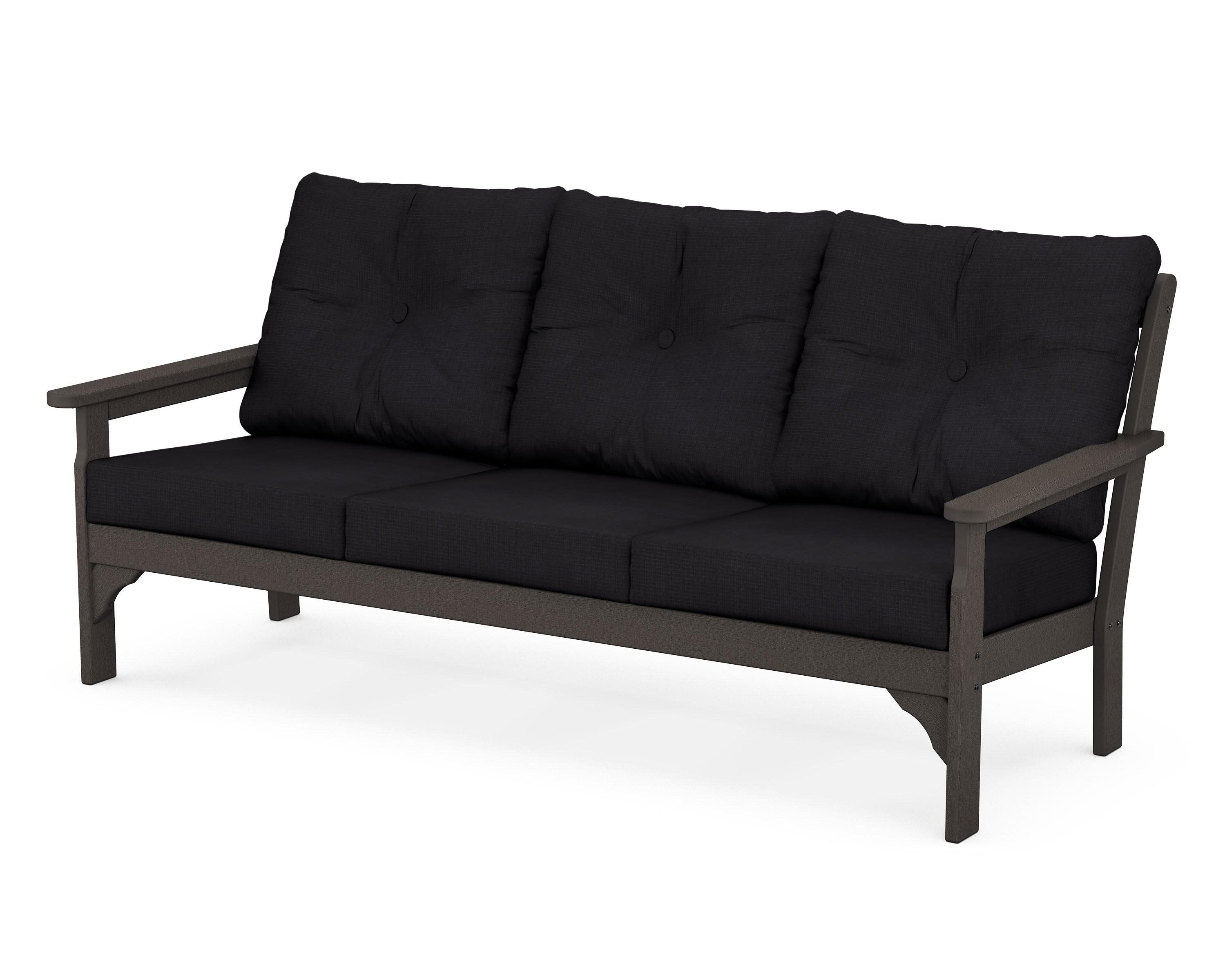 Vineyard Deep Seating Sofa in Vintage Coffee / Midnight Linen