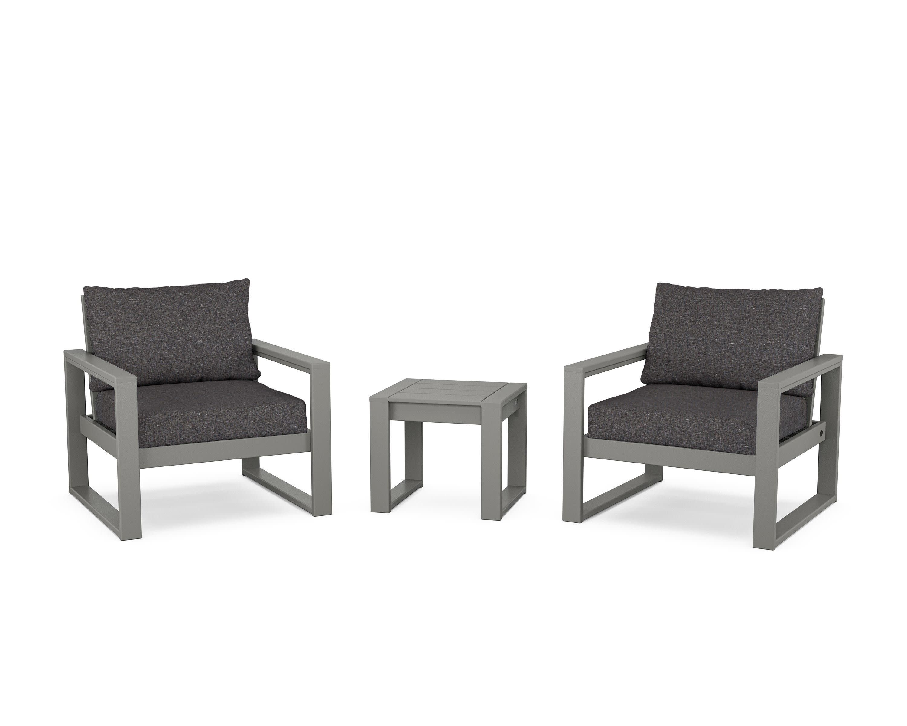 EDGE Sectional 3-Piece Deep Seating Set in Slate Grey / Ash Charcoal