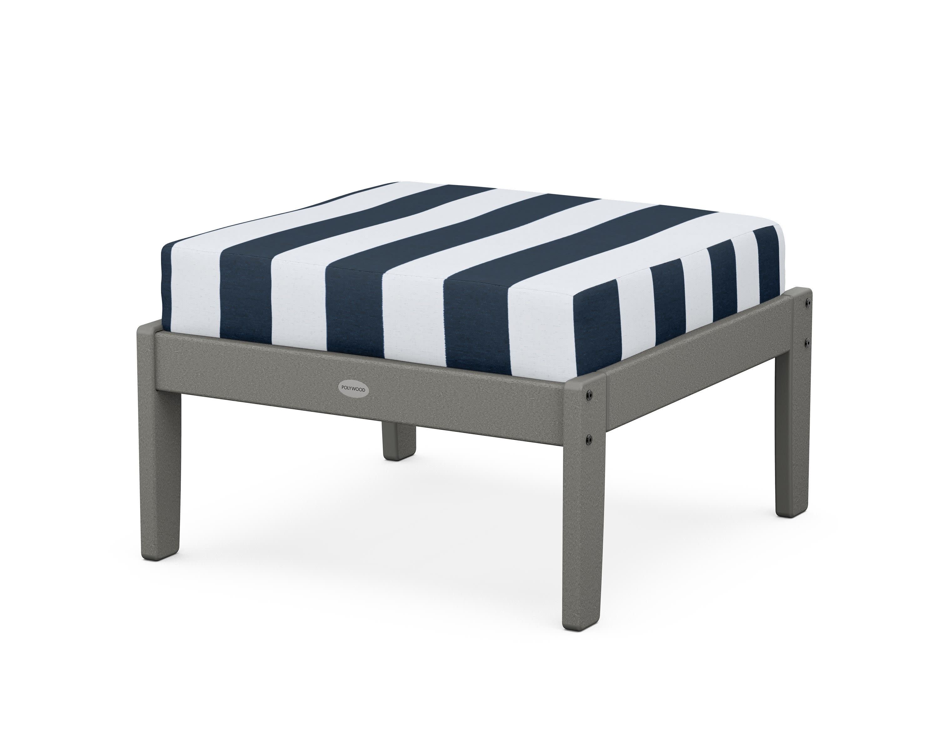 Braxton Deep Seating Ottoman in Slate Grey / Cabana Stripe Marine Indigo