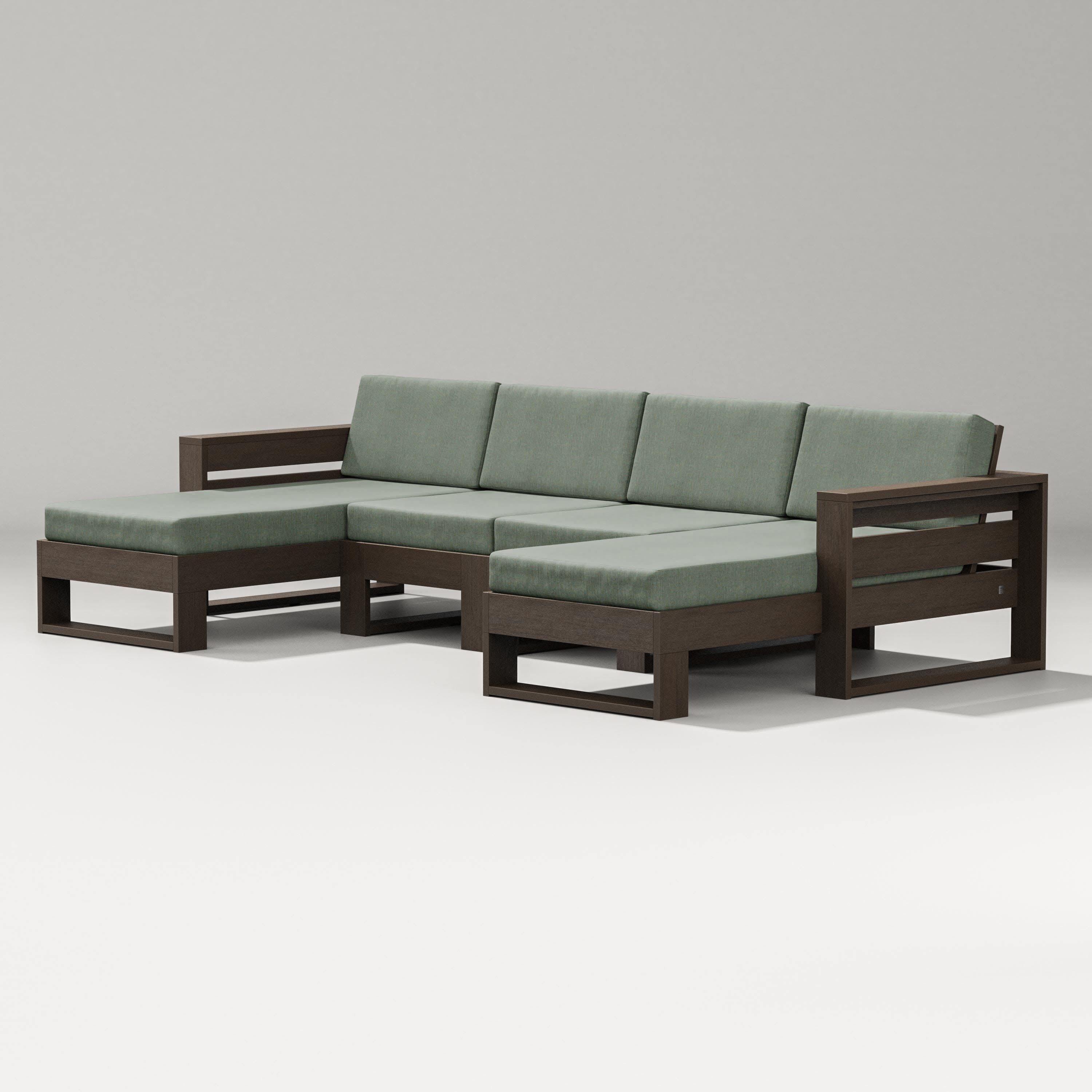 Latitude Double Chaise Sectional in Kona / Cast Sage