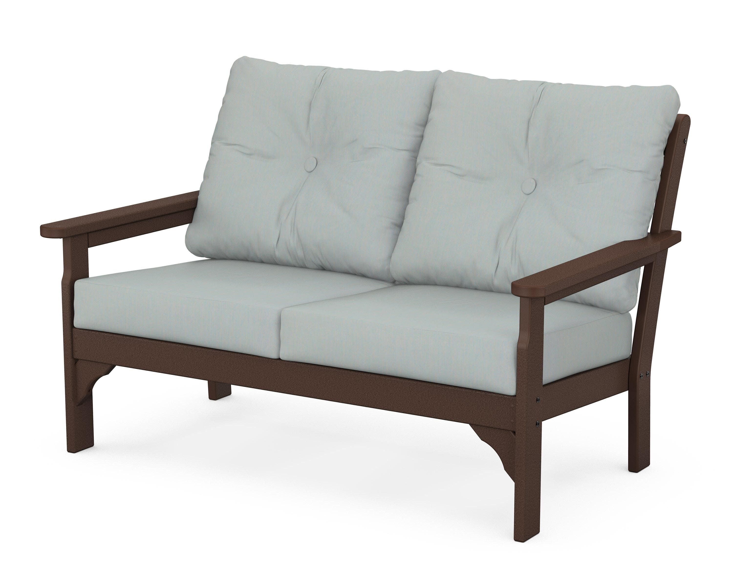 Vineyard Deep Seating Loveseat in Mahogany / Spa