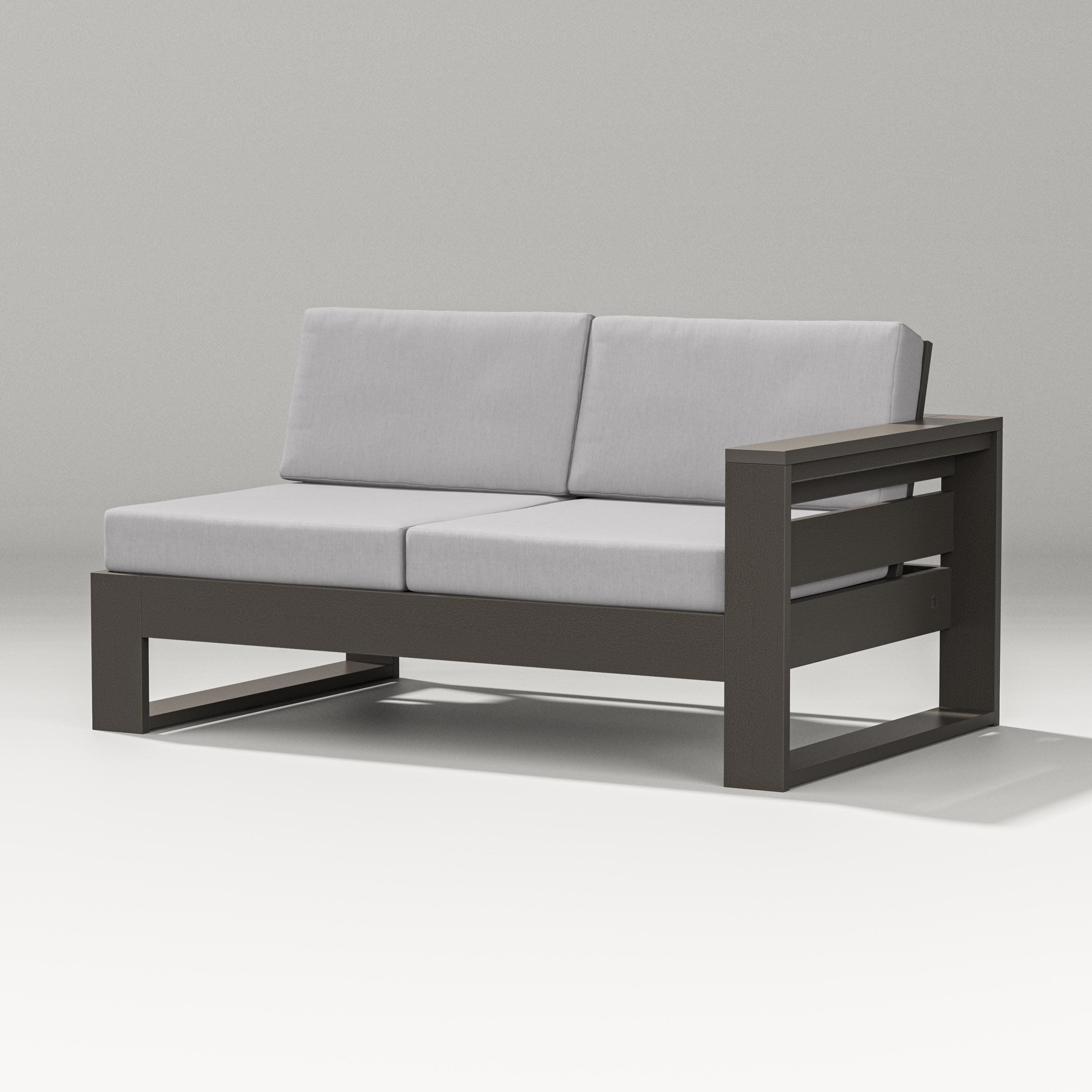 Latitude Modular Right Arm Loveseat in Vintage Coffee / Granite