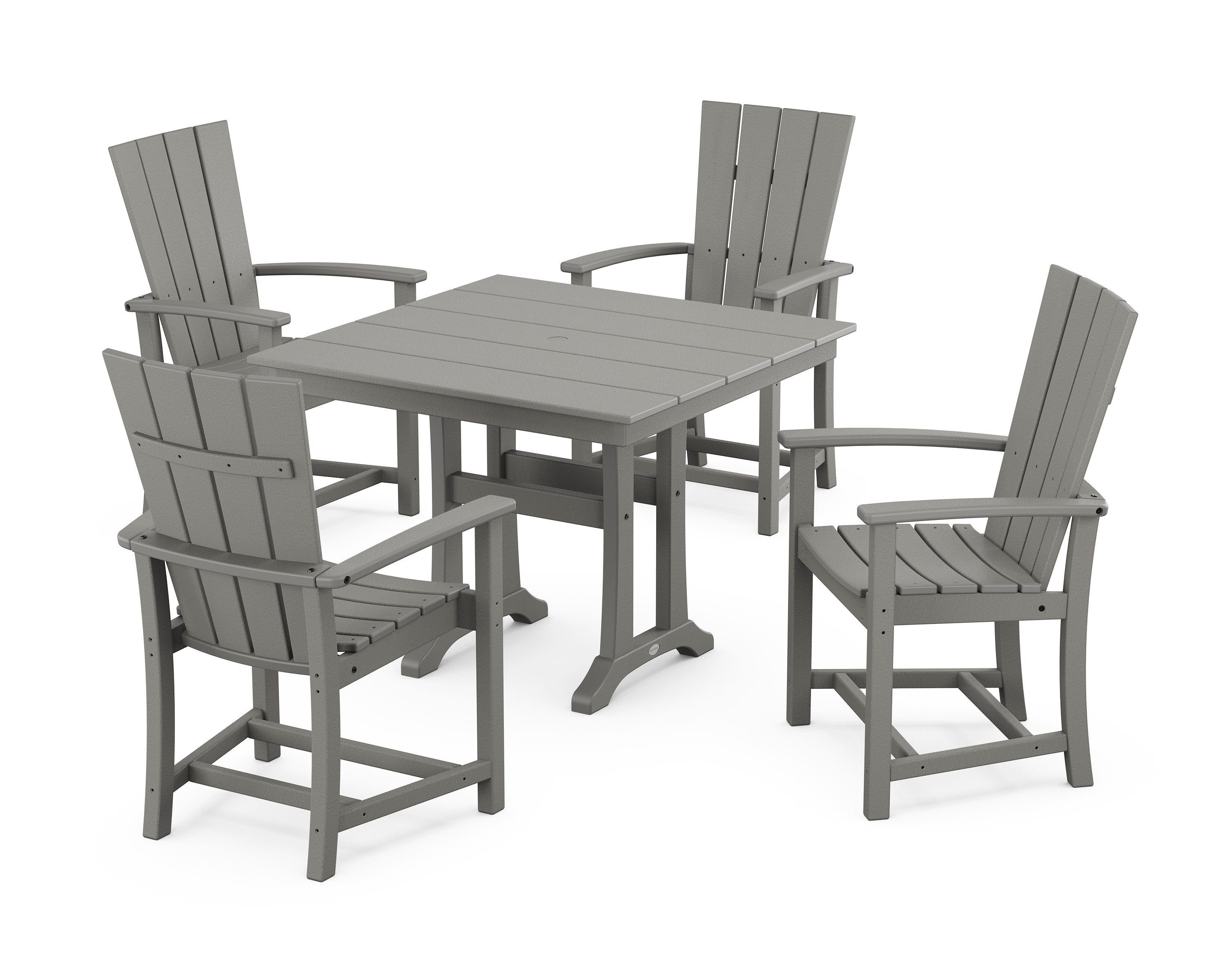 Quattro 5-Piece Farmhouse Dining Set With Trestle Legs in Slate Grey
