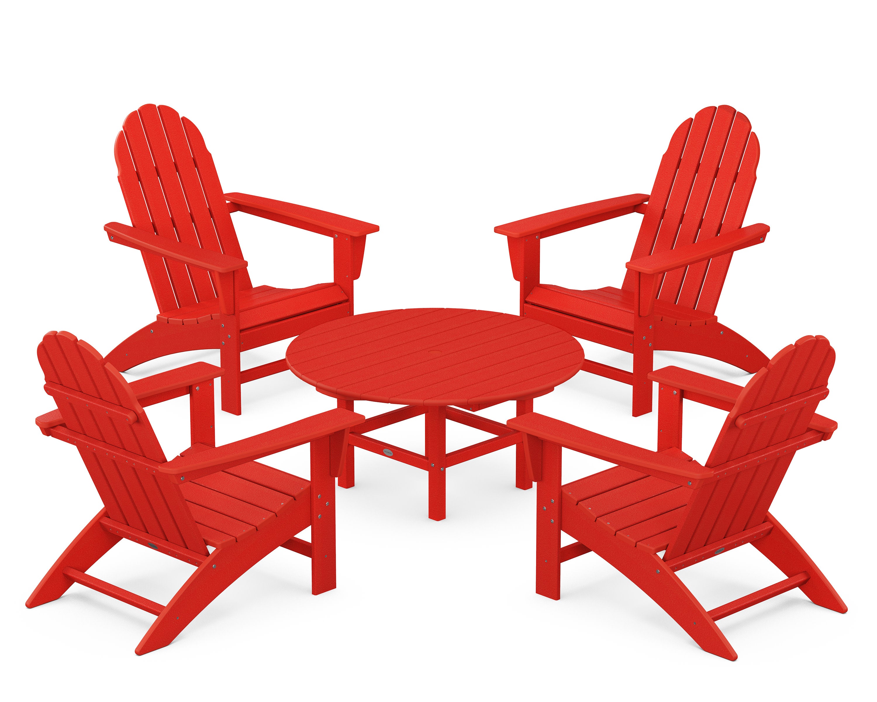 Vineyard 5-Piece Adirondack Chair Conversation Set in Sunset Red
