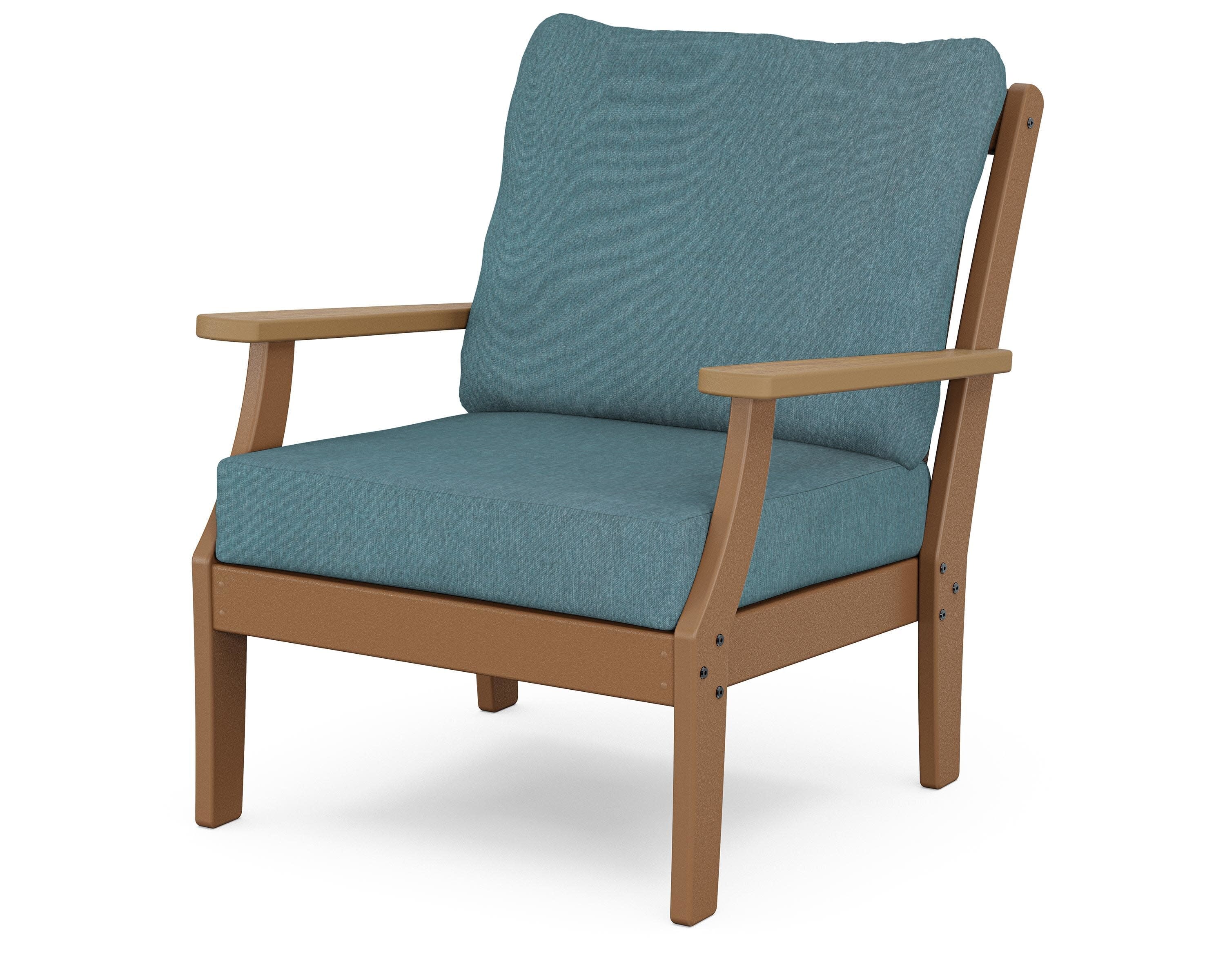 Braxton Deep Seating Chair in Teak / Natural / Ocean Teal