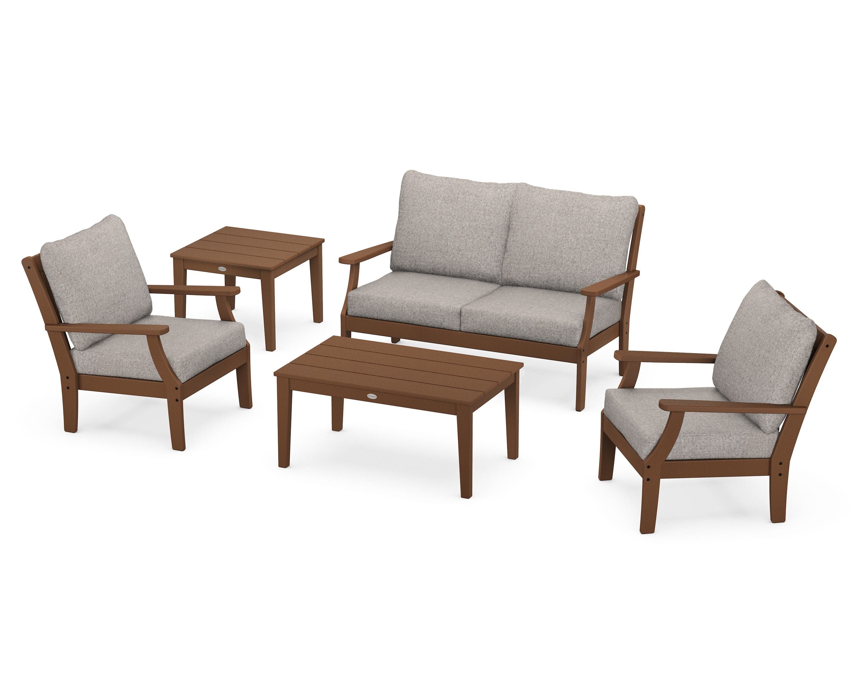 Braxton 5-Piece Deep Seating Set in Teak / Weathered Tweed