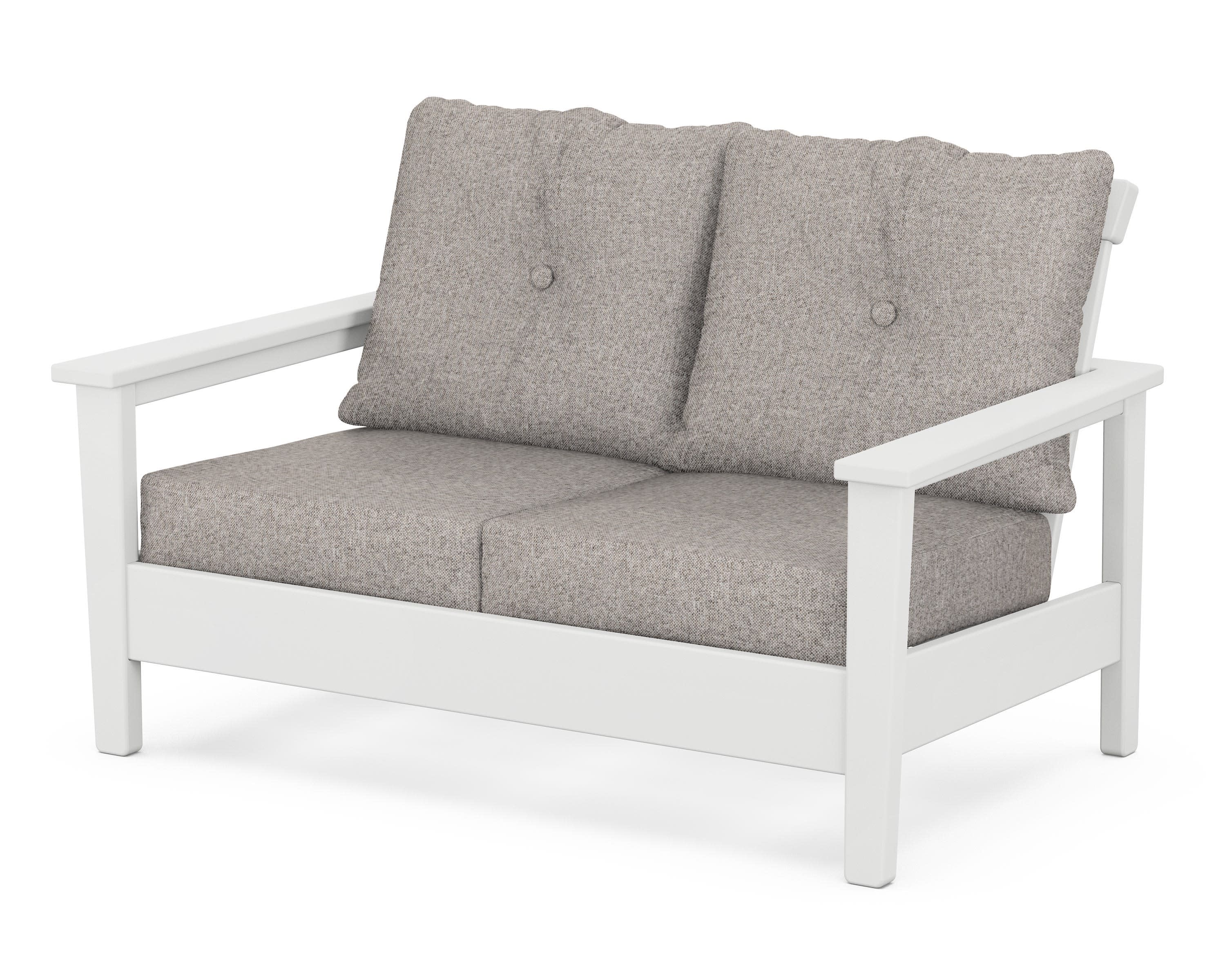 Prescott Deep Seating Loveseat in White / Weathered Tweed
