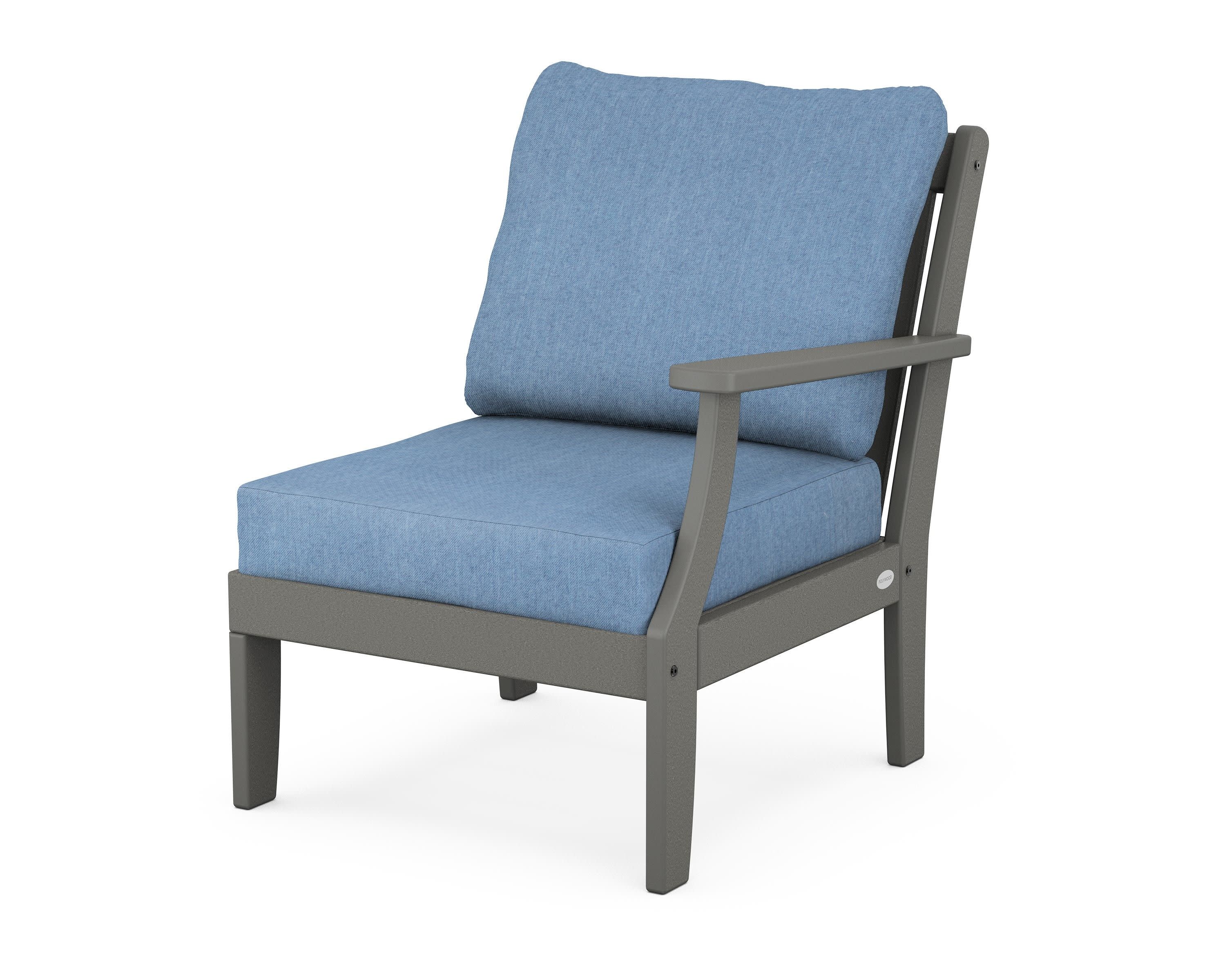 Braxton Modular Right Arm Chair in Slate Grey / Sky Blue