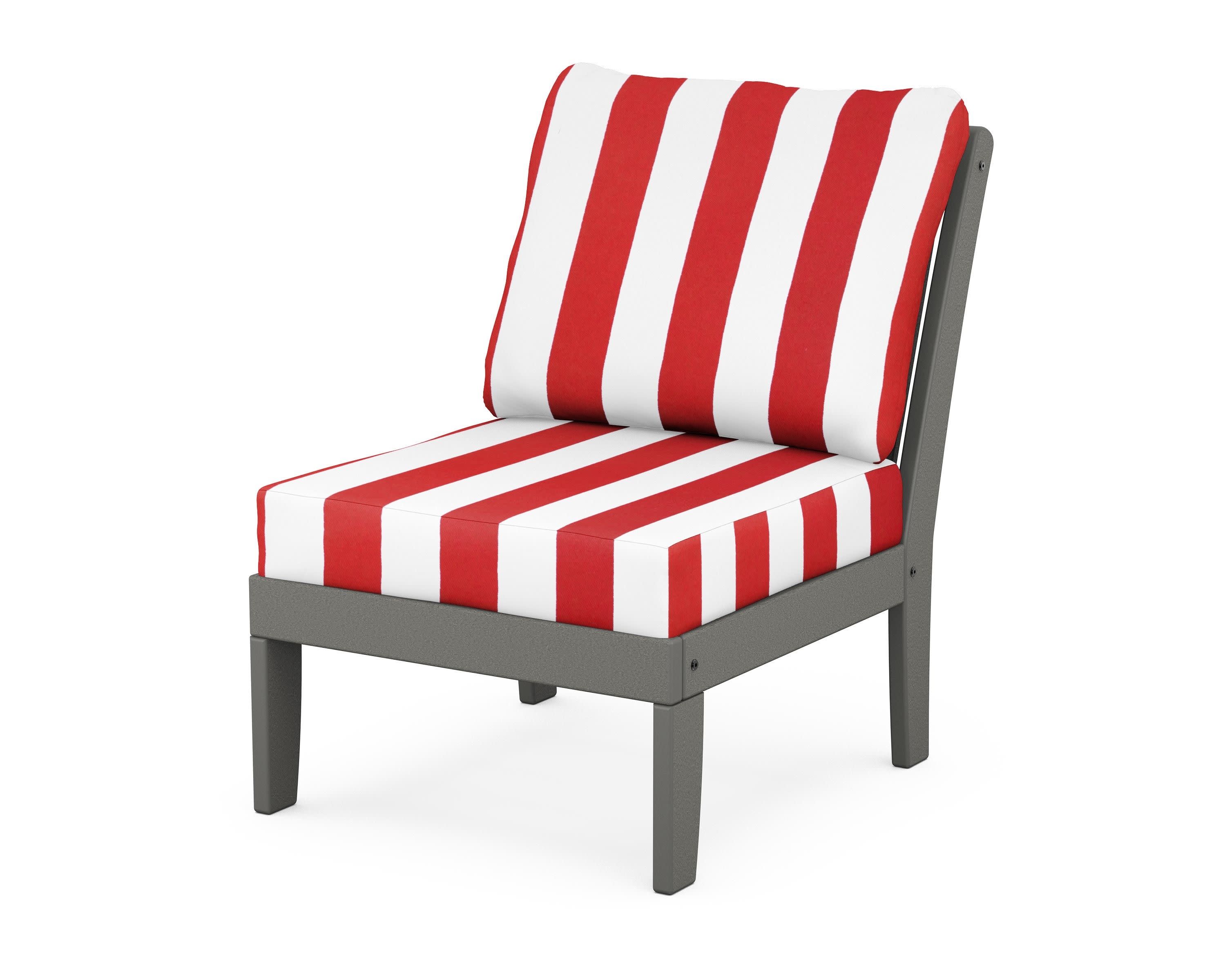 Braxton Modular Armless Chair in Slate Grey / Cabana Stripe Crimson