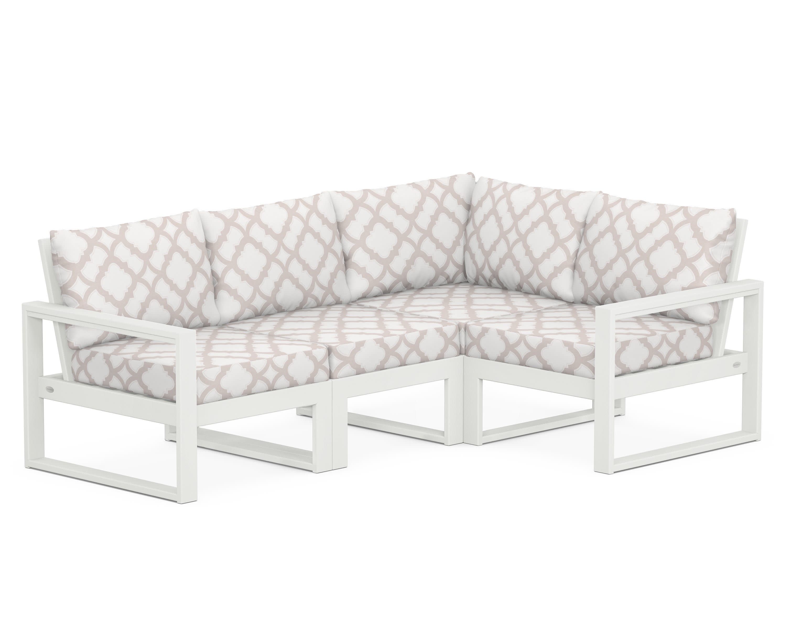 EDGE 4-Piece Modular Deep Seating Set in Vintage White / Trellis Dune Burlap