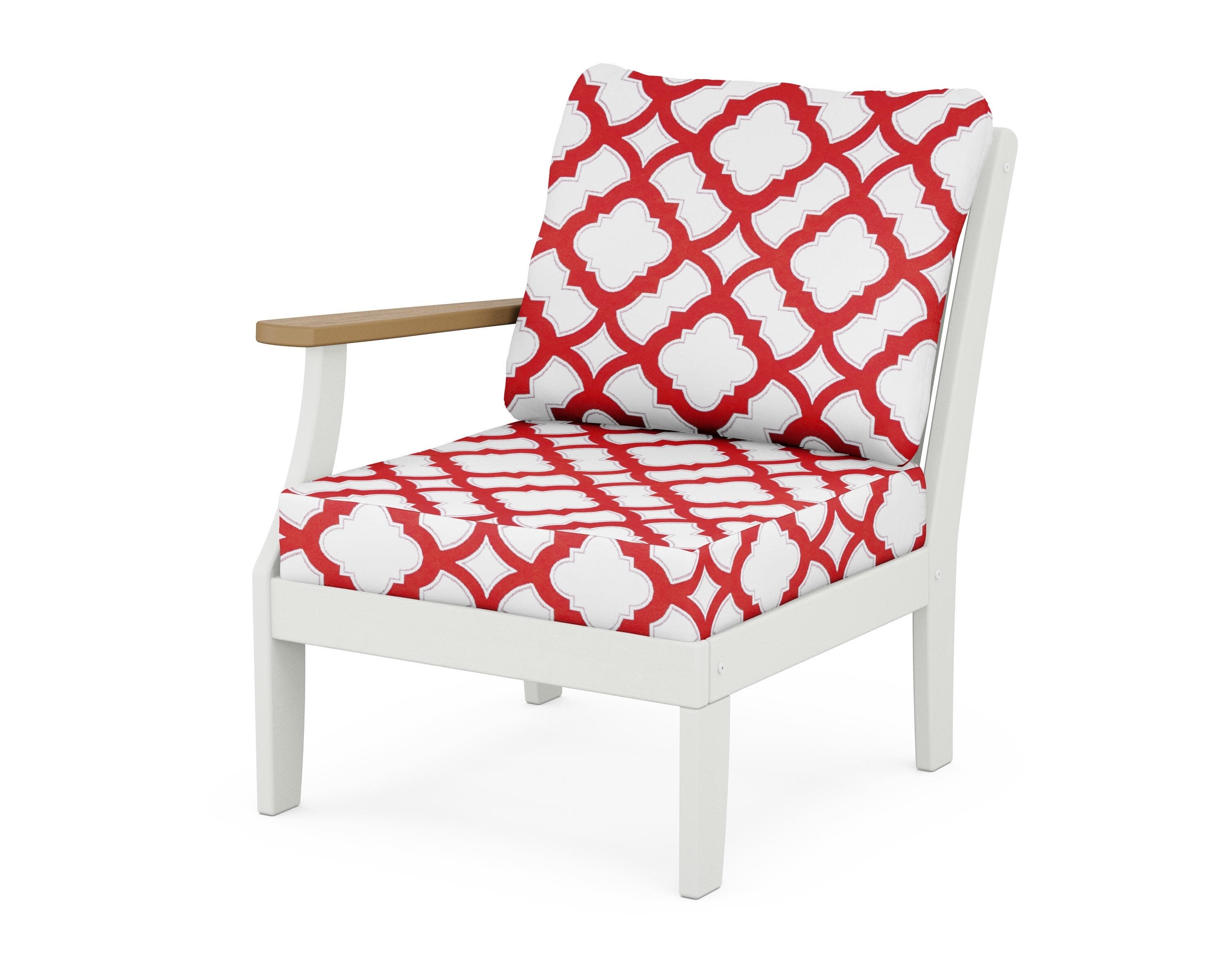 Braxton Modular Left Arm Chair in White / Natural / Trellis Crimson