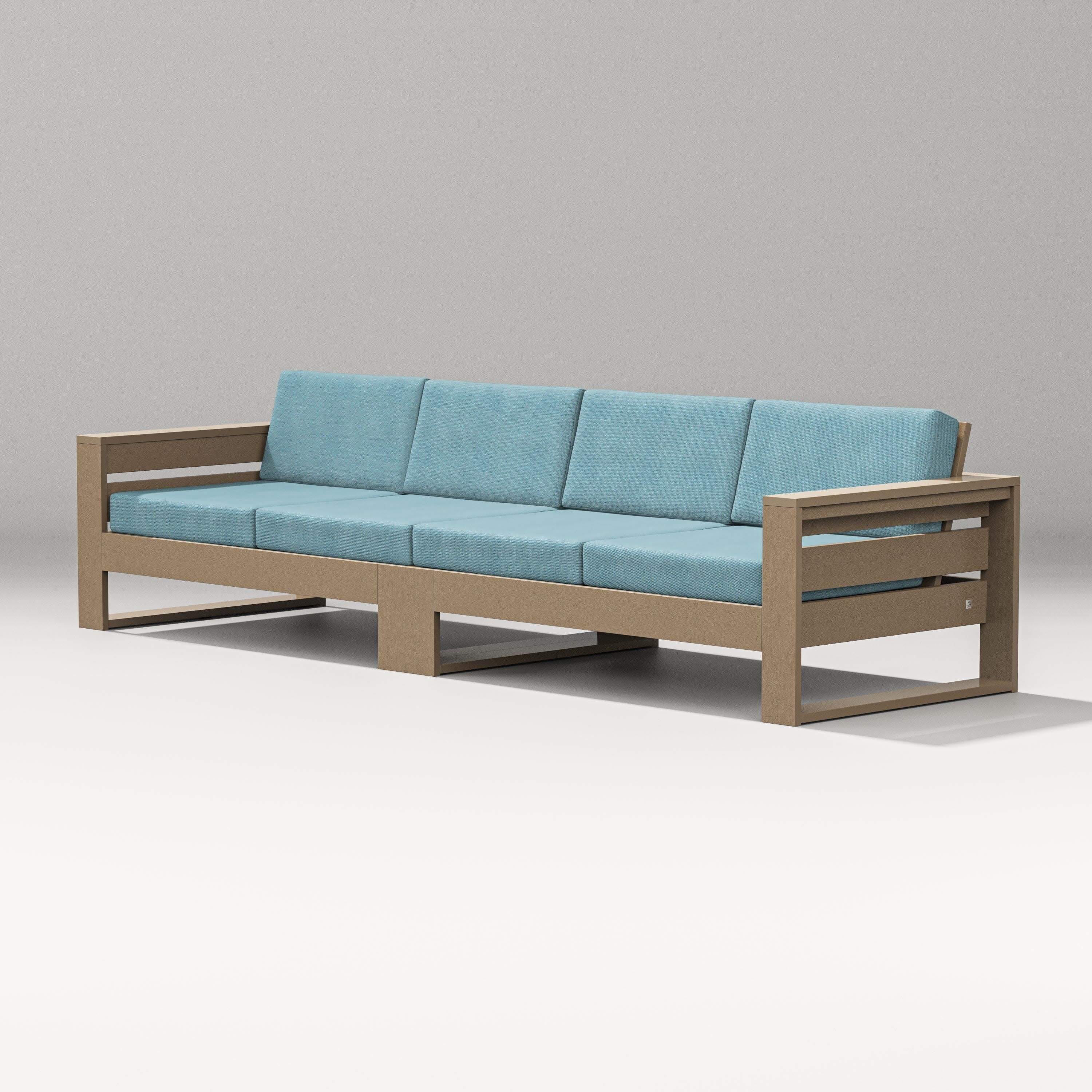 Latitude Straight Sectional in Vintage Sahara / Lattice Sky Blue