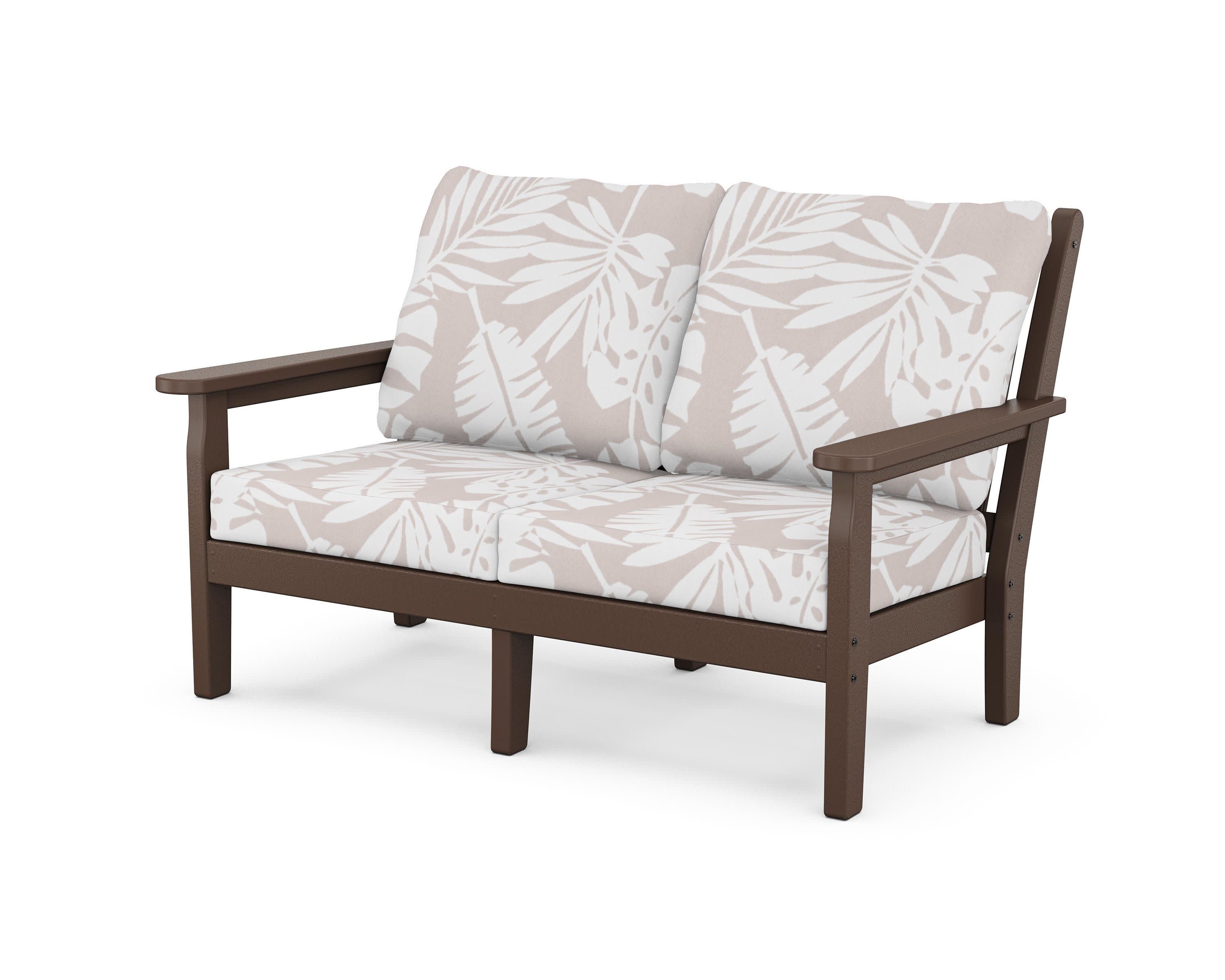 Chippendale Deep Seating Loveseat in Mahogany / Leaf Dune Burlap