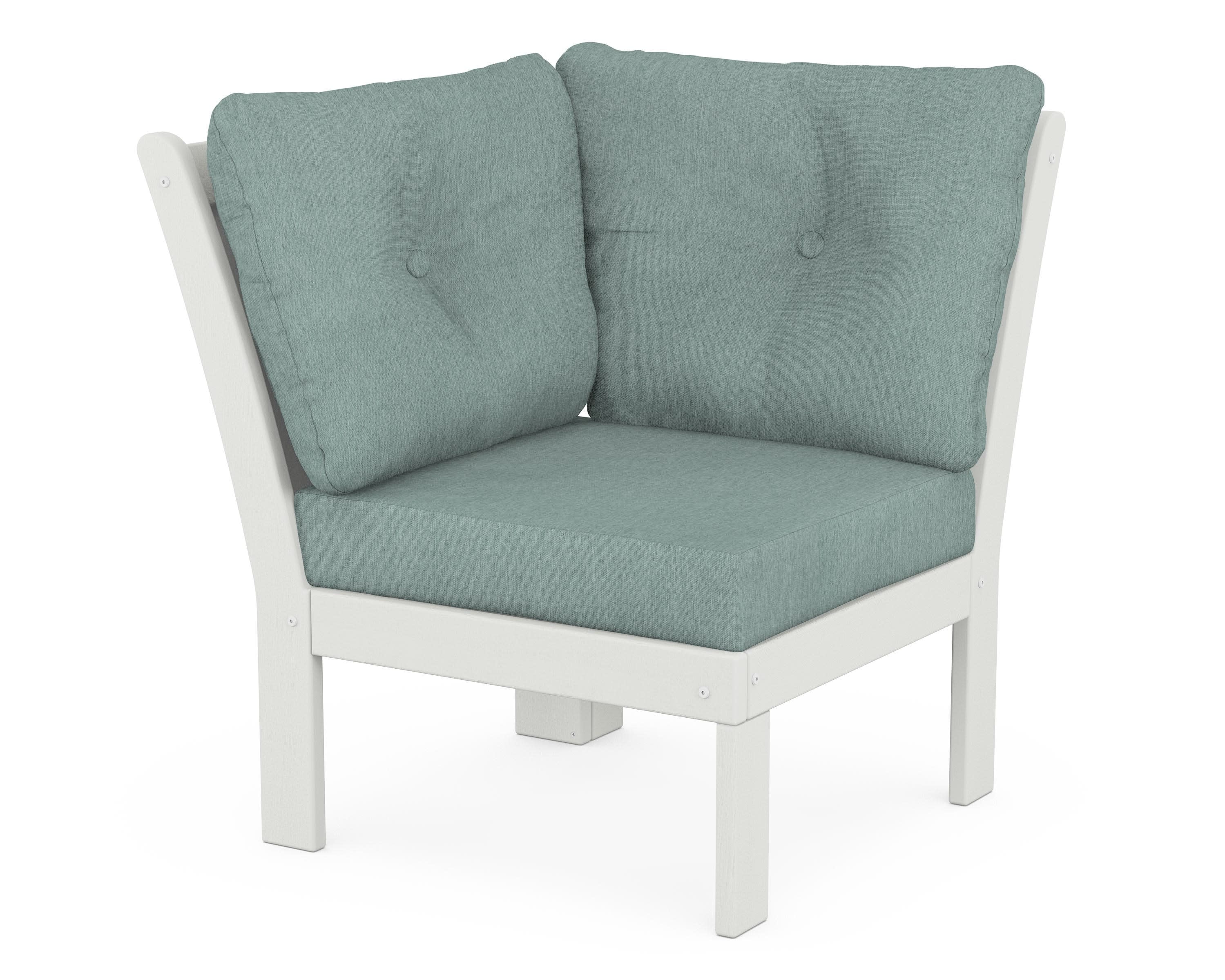 Vineyard Modular Corner Chair in Vintage White / Glacier Spa