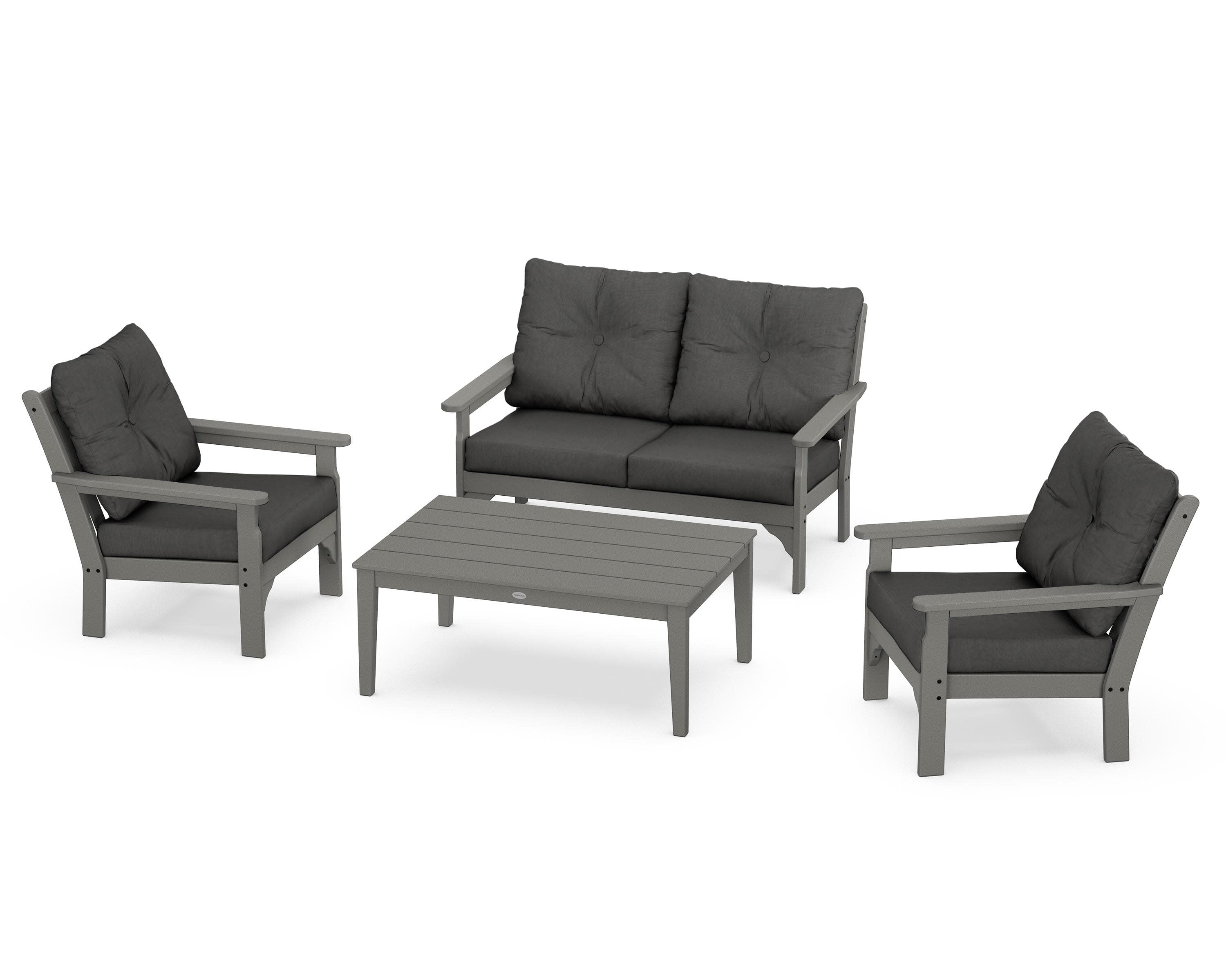 Vineyard 4-Piece Deep Seating Set in Slate Grey / Spectrum Carbon