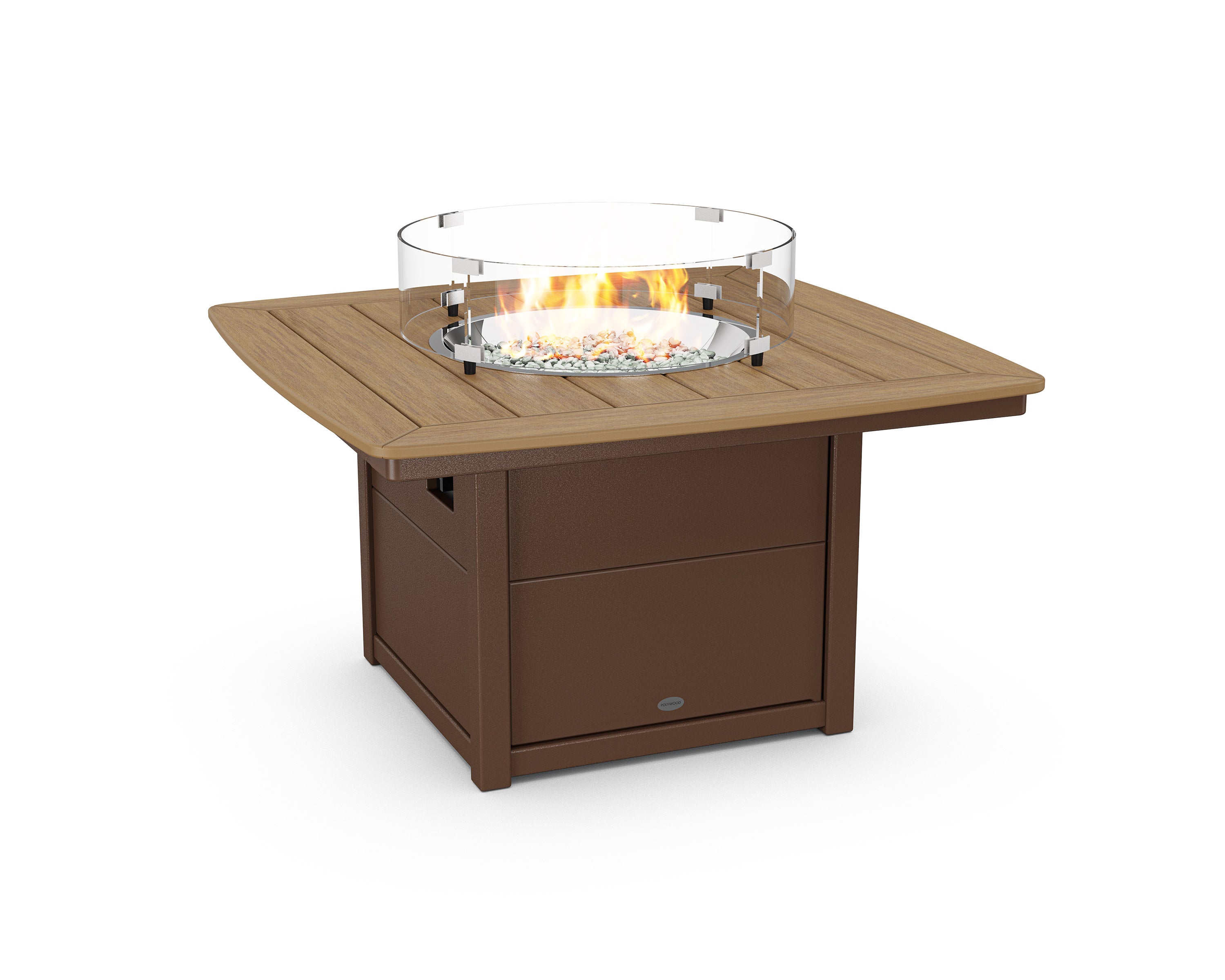 Nautical 42" Fire Pit Table in Mahogany / Natural