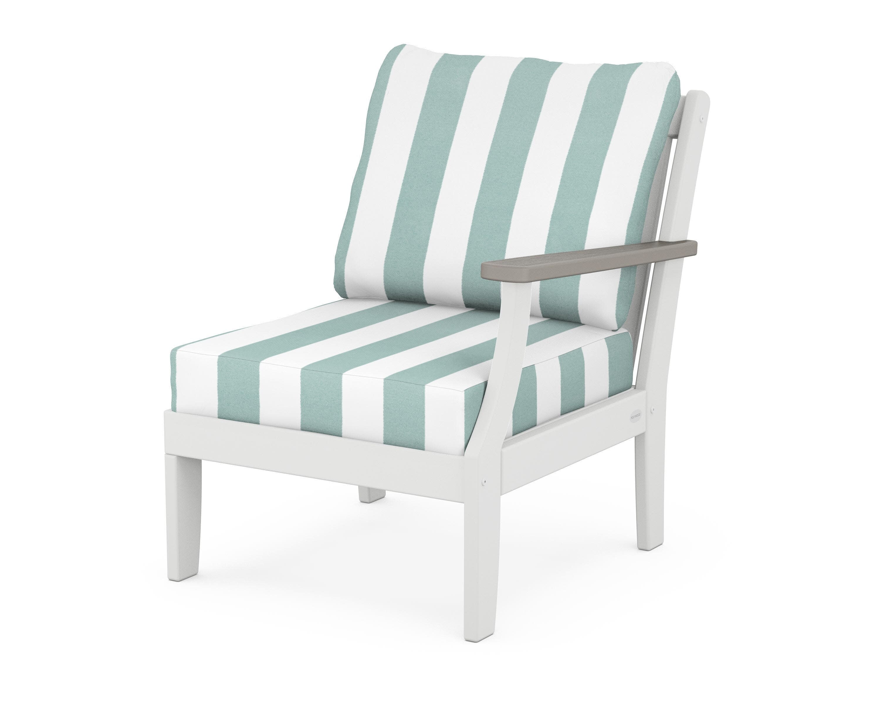 Braxton Modular Right Arm Chair in White / Driftwood / Cabana Stripe Glacier Spa