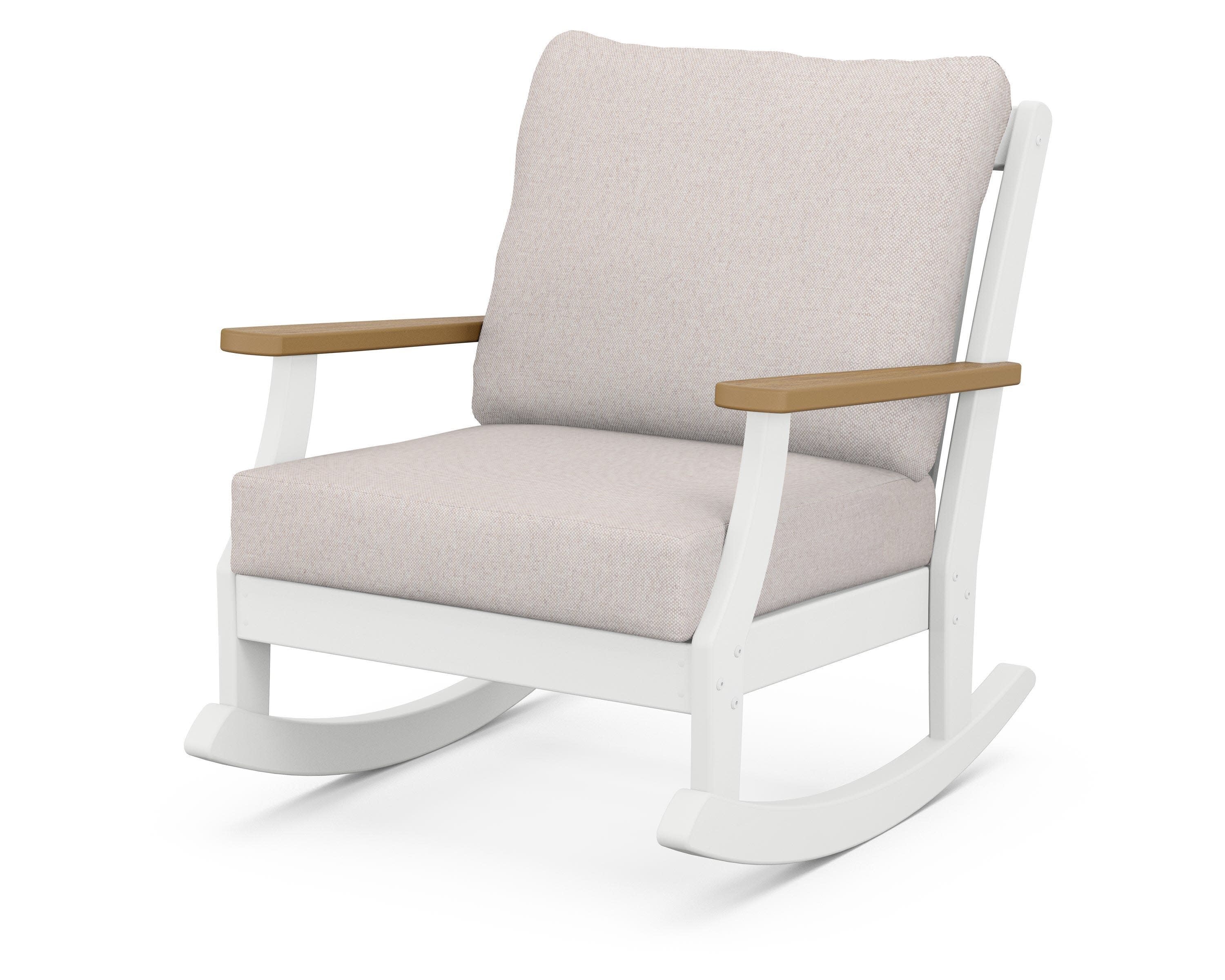Braxton Deep Seating Rocking Chair in White / Natural / Dune Burlap