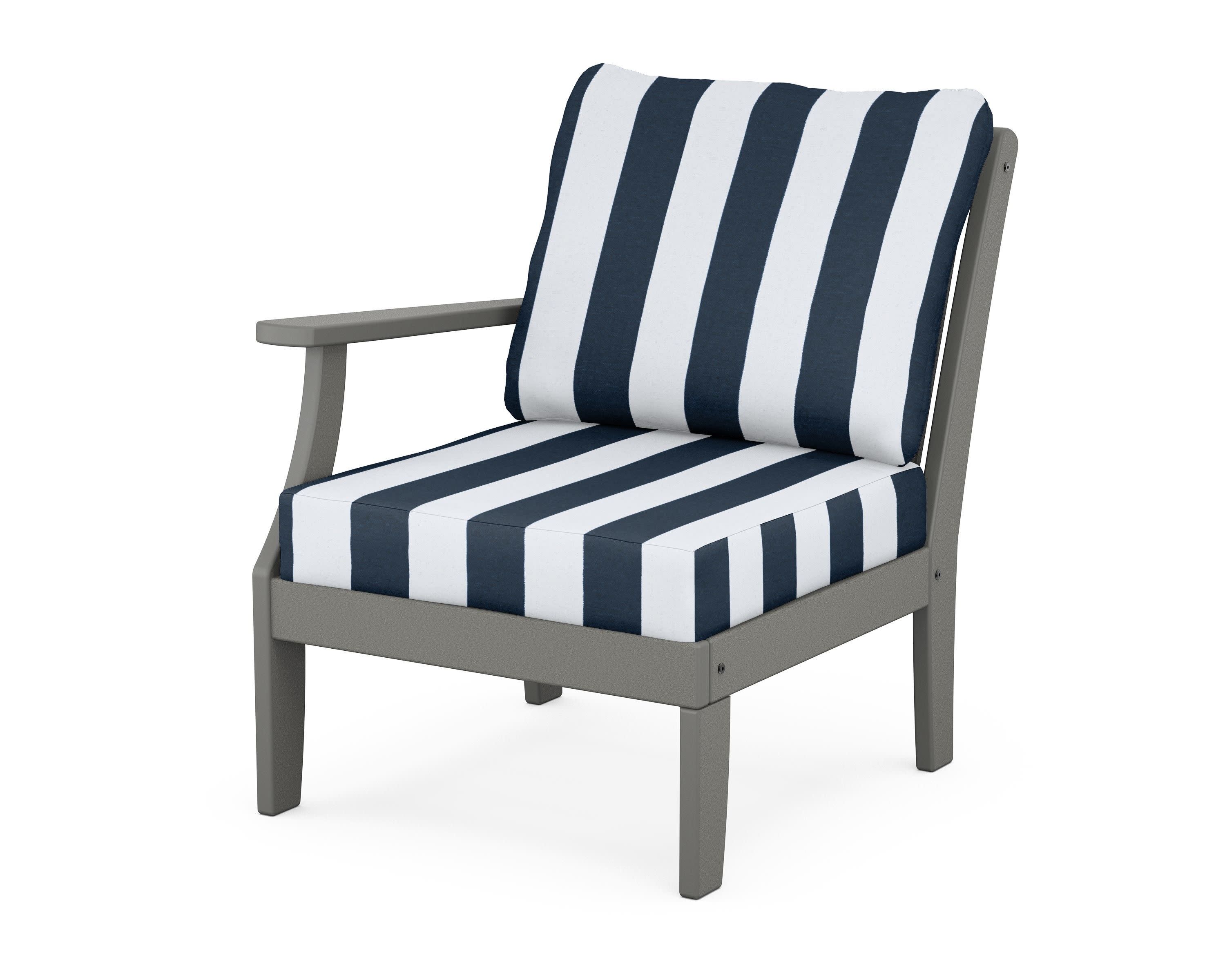 Braxton Modular Left Arm Chair in Slate Grey / Cabana Stripe Marine Indigo