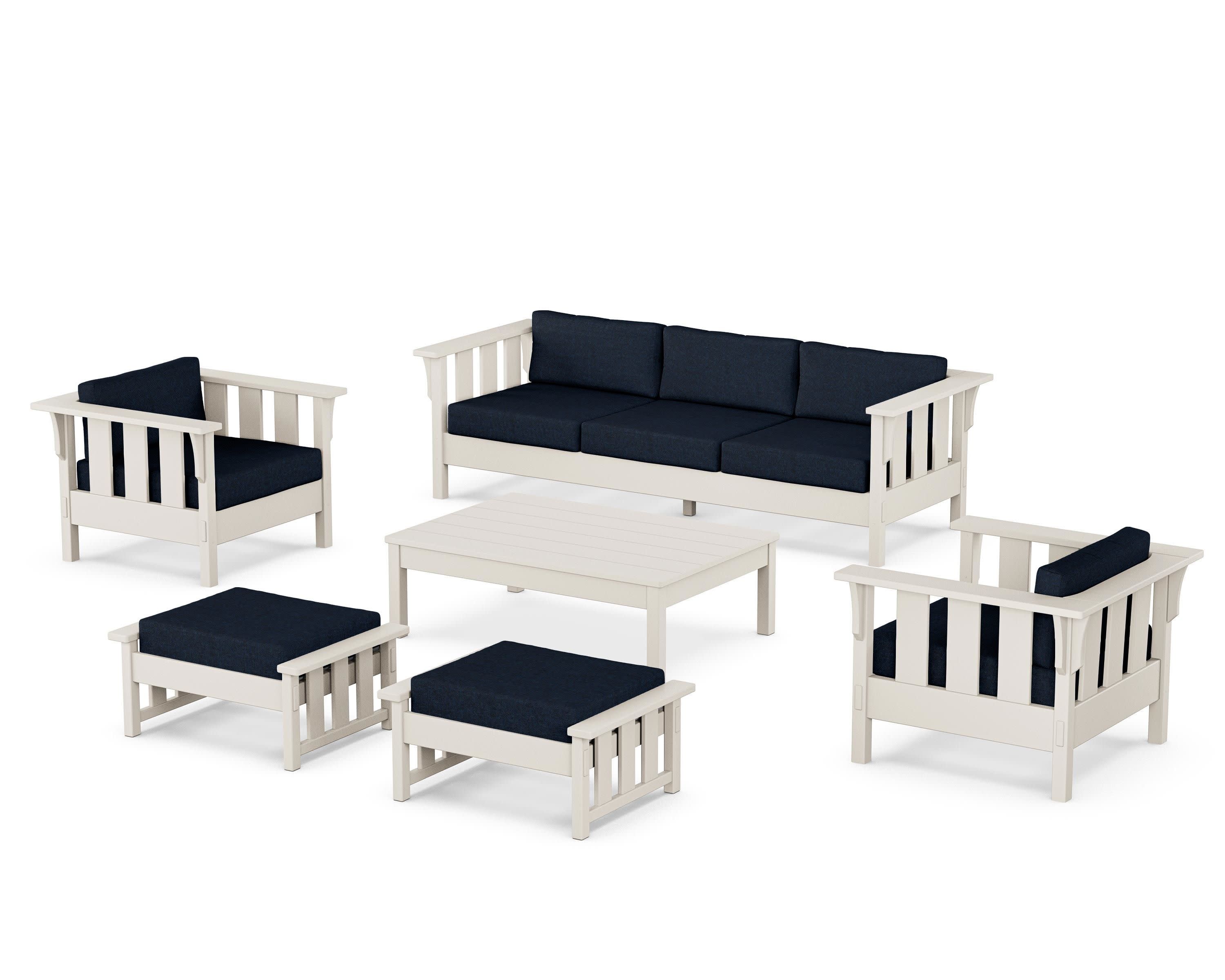 Acadia 6-Piece Lounge Sofa Set in Sand / Marine Indigo