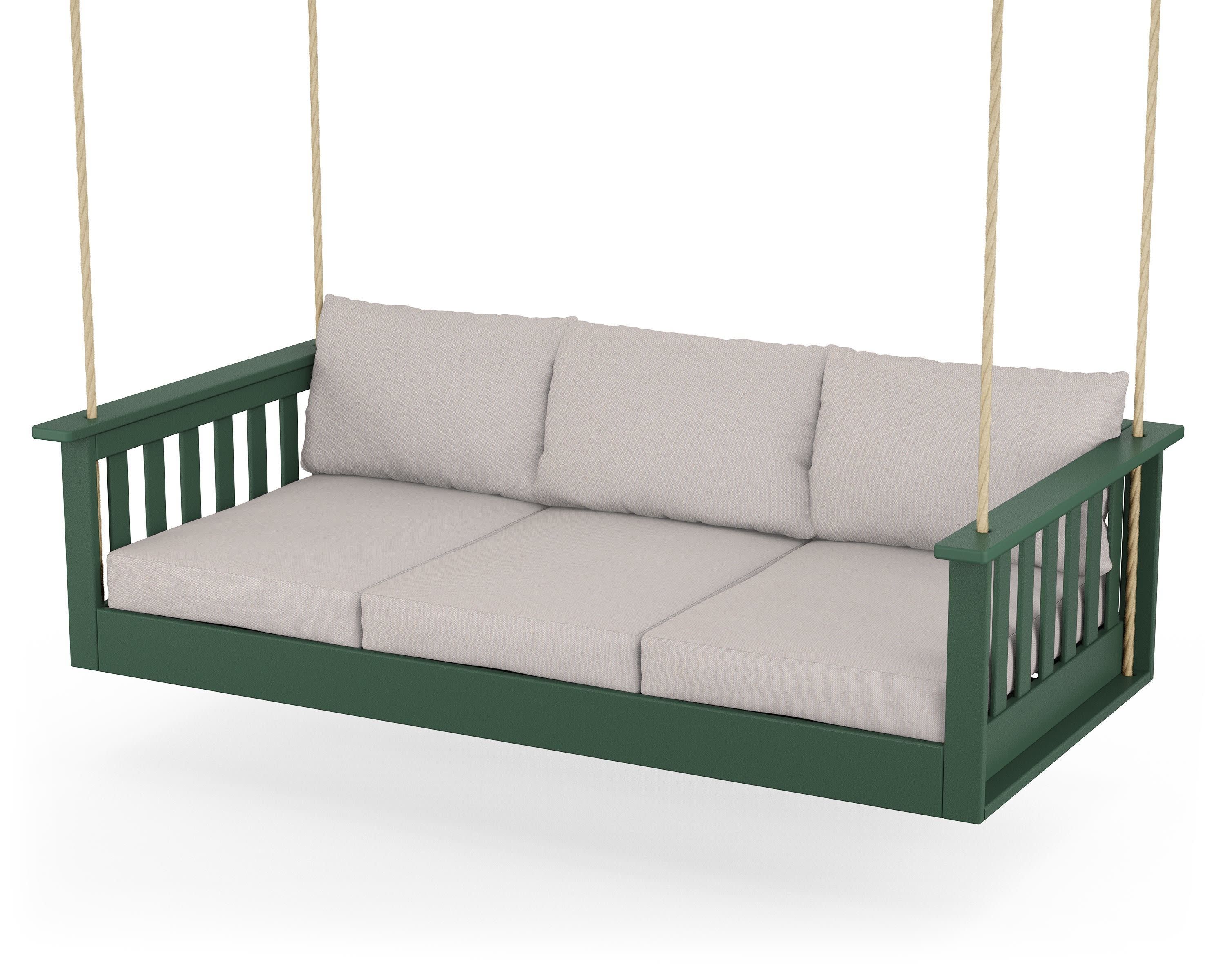 Vineyard Daybed Swing in Green / Dune Burlap
