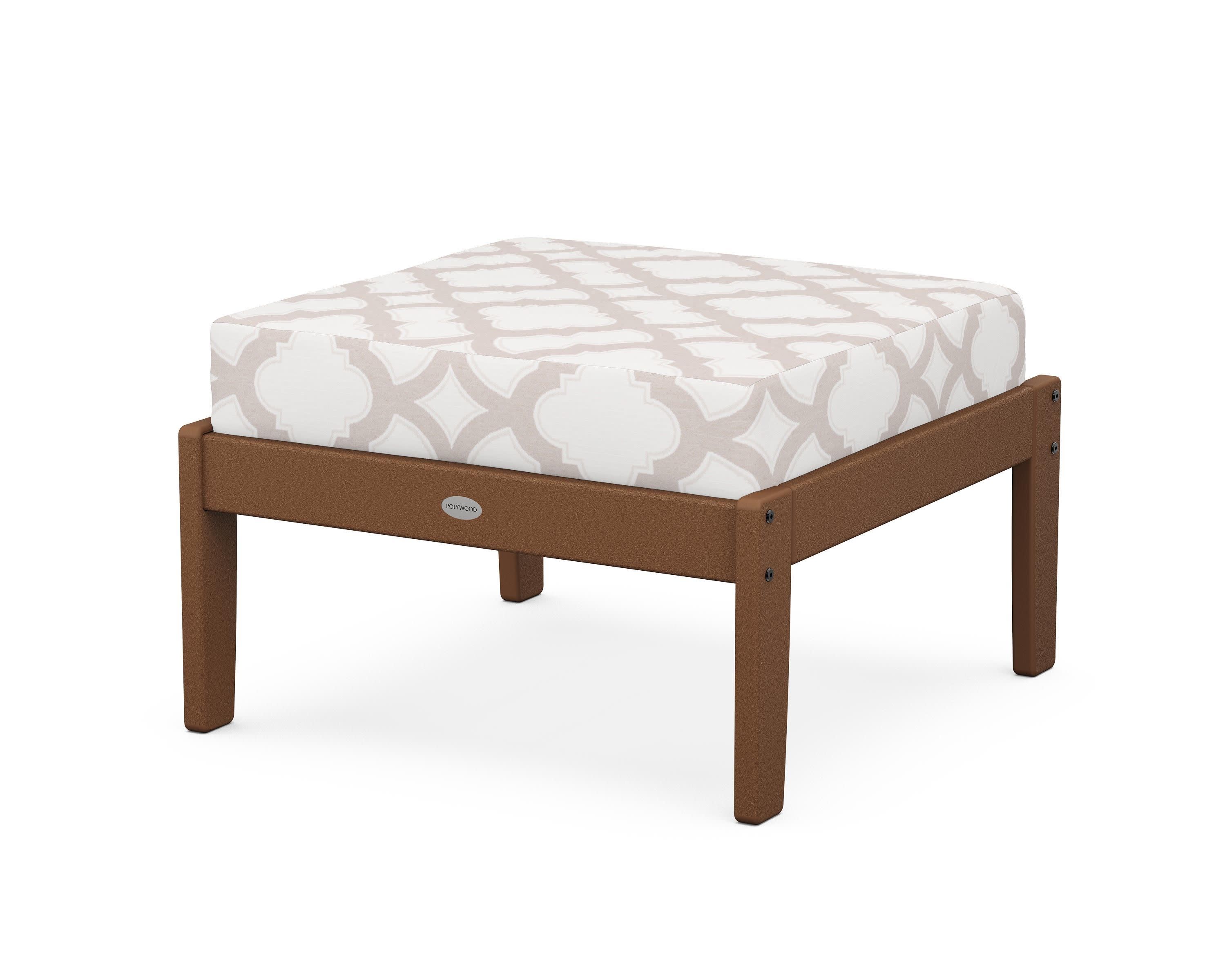 Braxton Deep Seating Ottoman in Teak / Trellis Dune Burlap