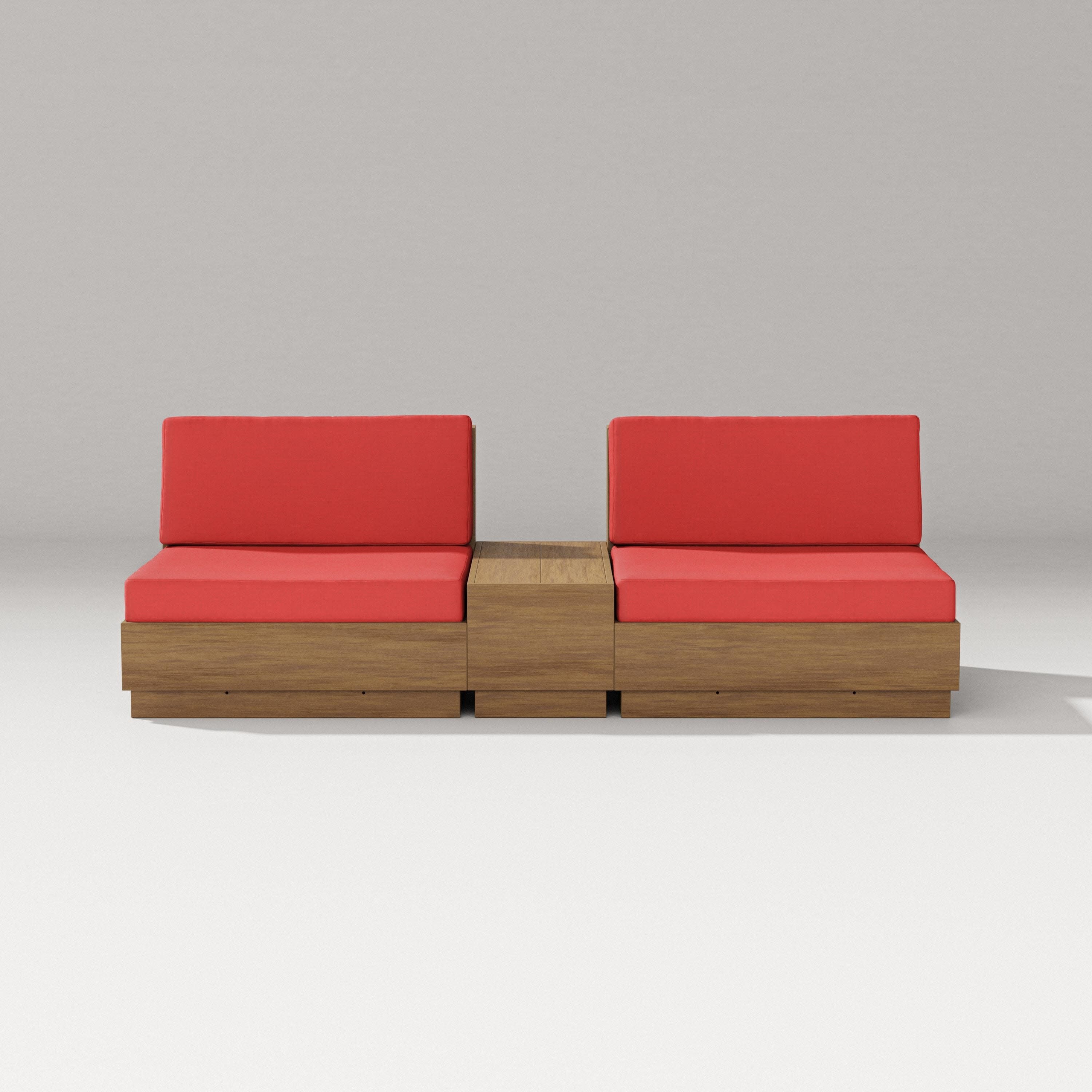 Elevate Lounge Chair Set in Natural / Crimson Linen