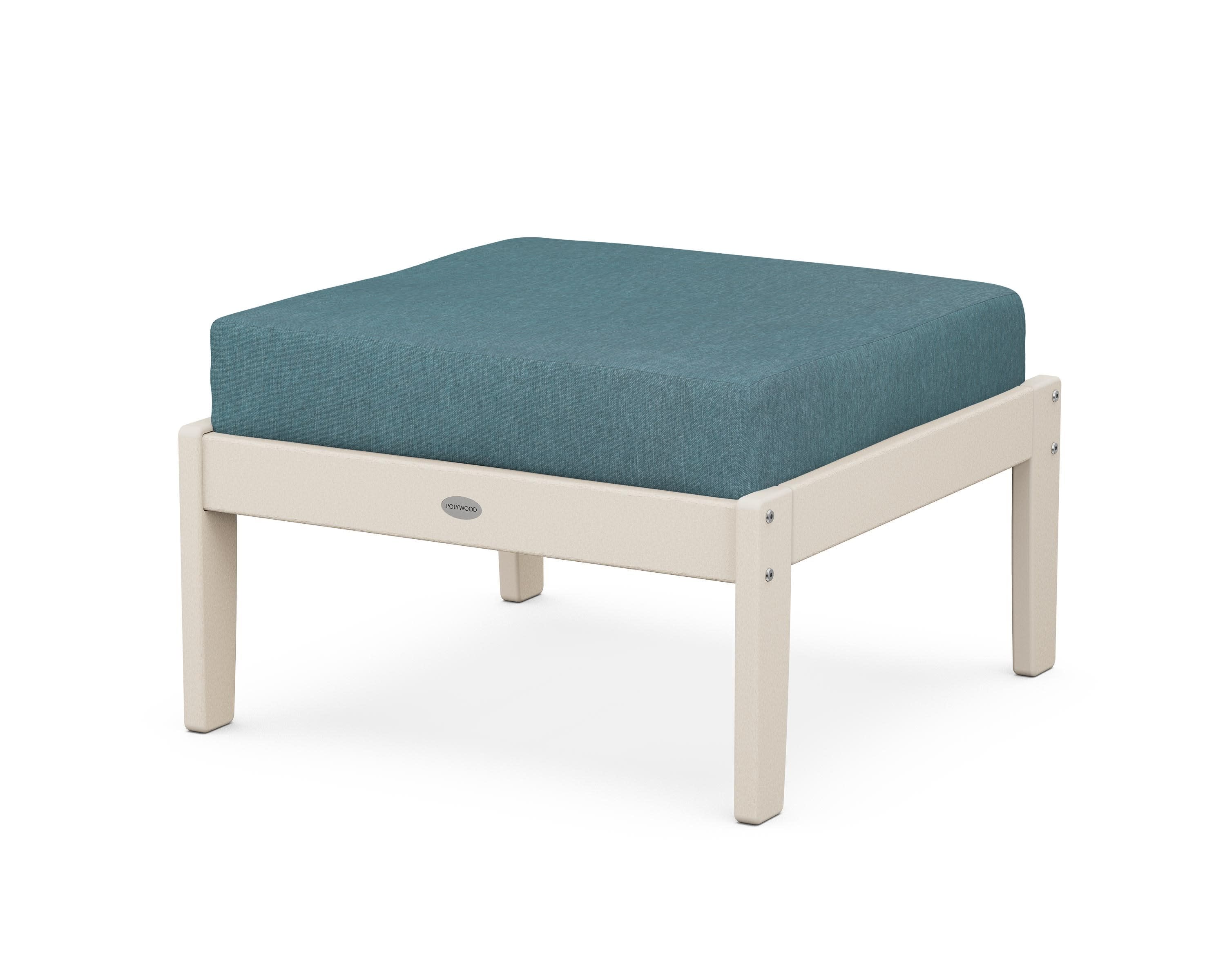 Braxton Deep Seating Ottoman in Sand / Ocean Teal