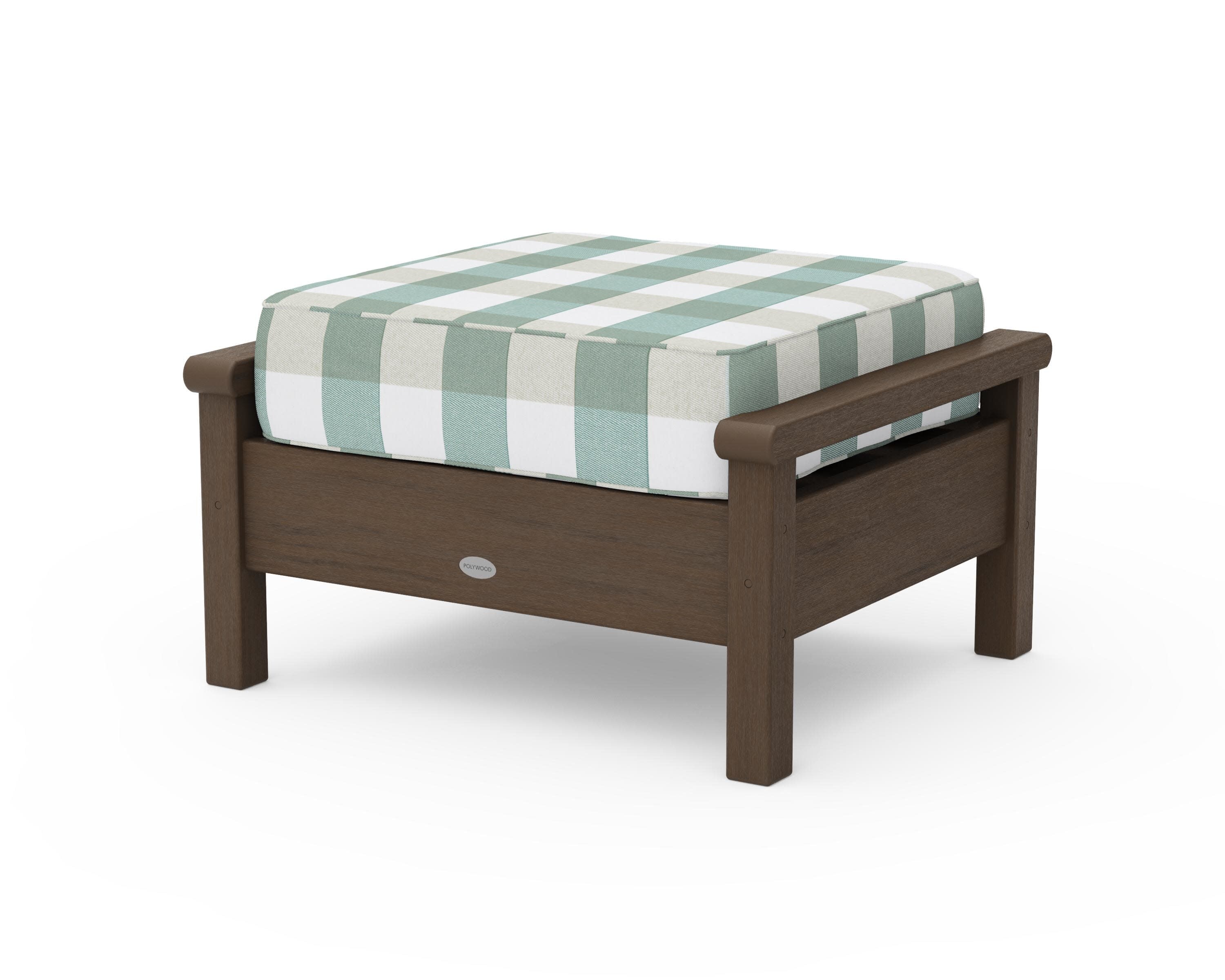 Harbour Deep Seating Ottoman in Kona / Buffalo Plaid Glacier Spa