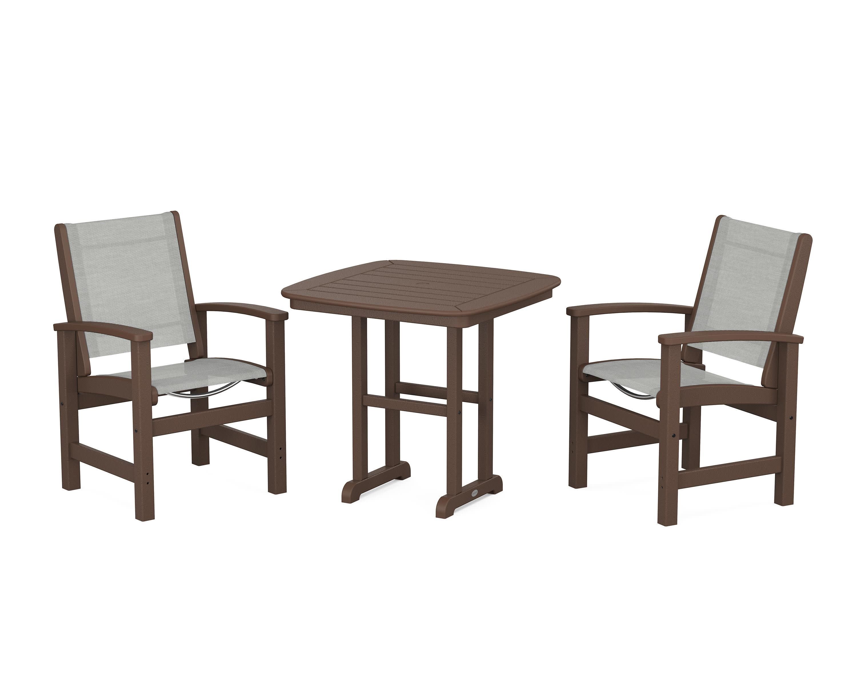 Coastal 3-Piece Dining Set in Mahogany / Metallic Sling